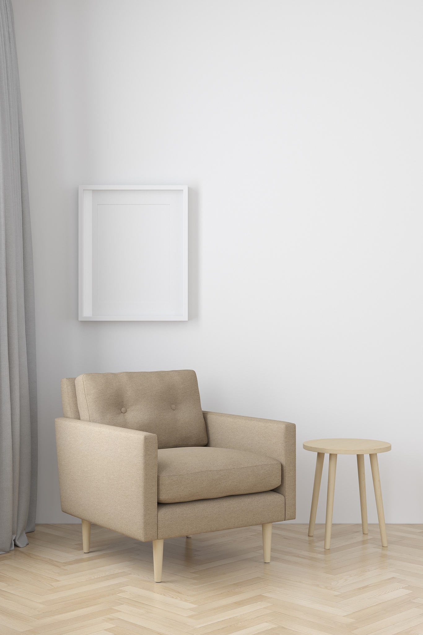 interior mock up scene with wall background. 3d illustration.