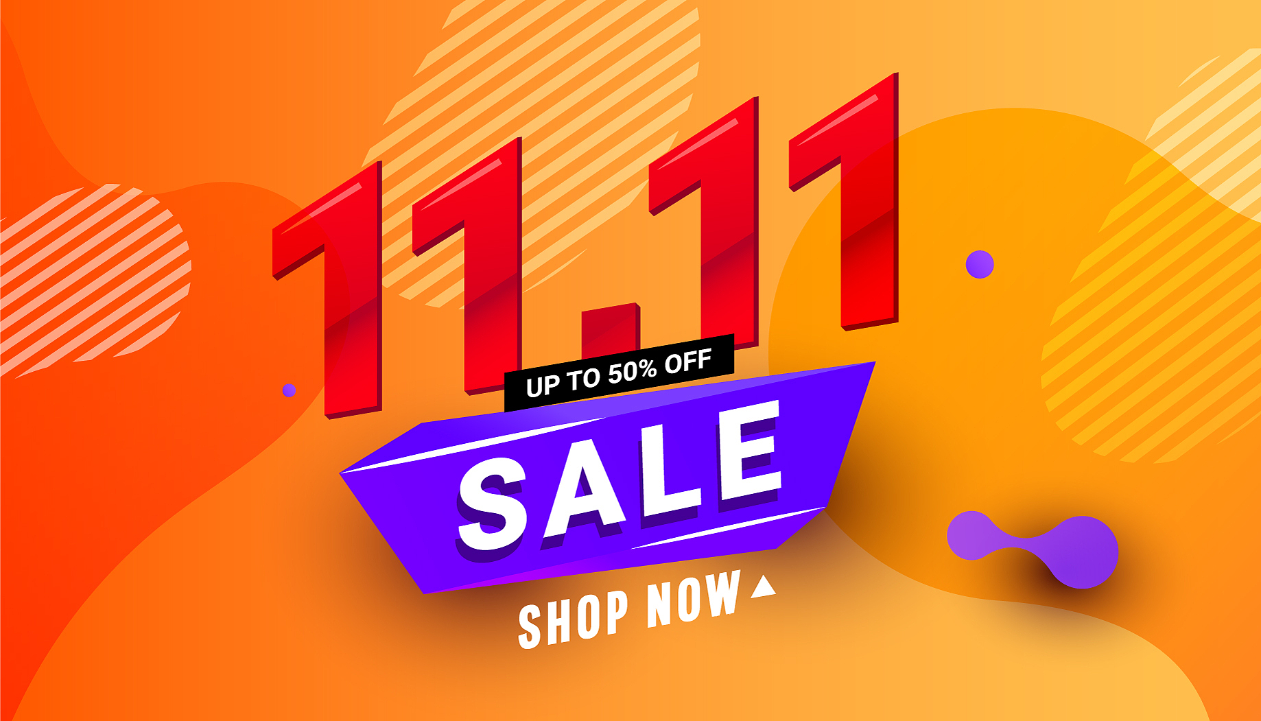 1111 shopping day sale banner with wave liquid