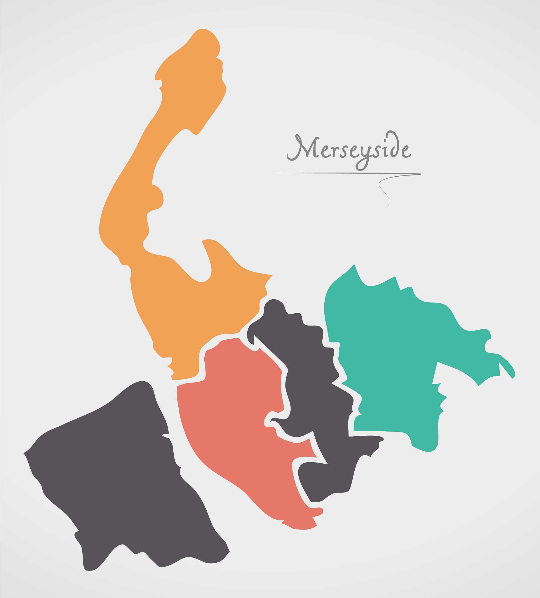 merseyside england map with states and modern