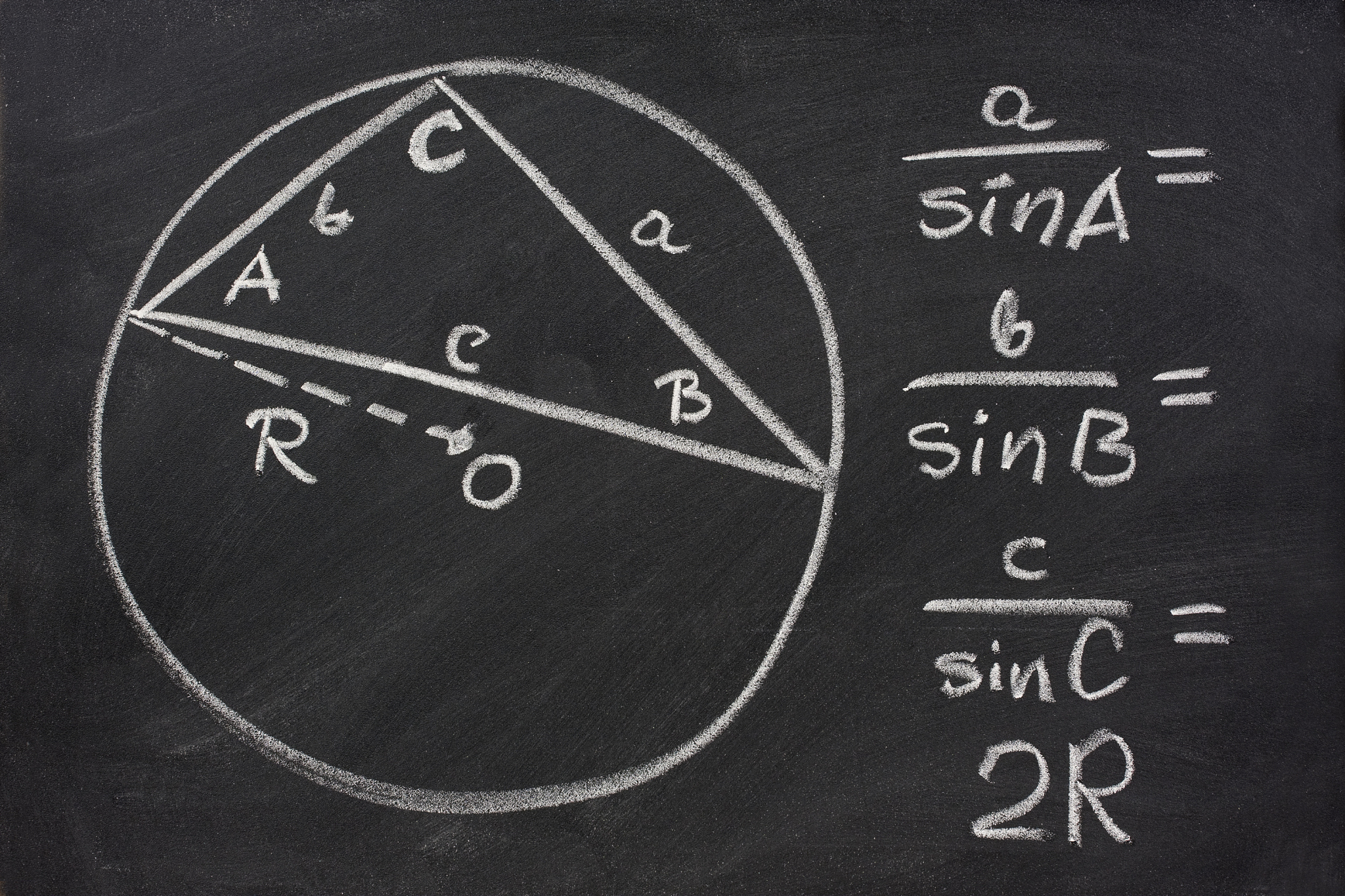 trigonometry law explained on blackboard