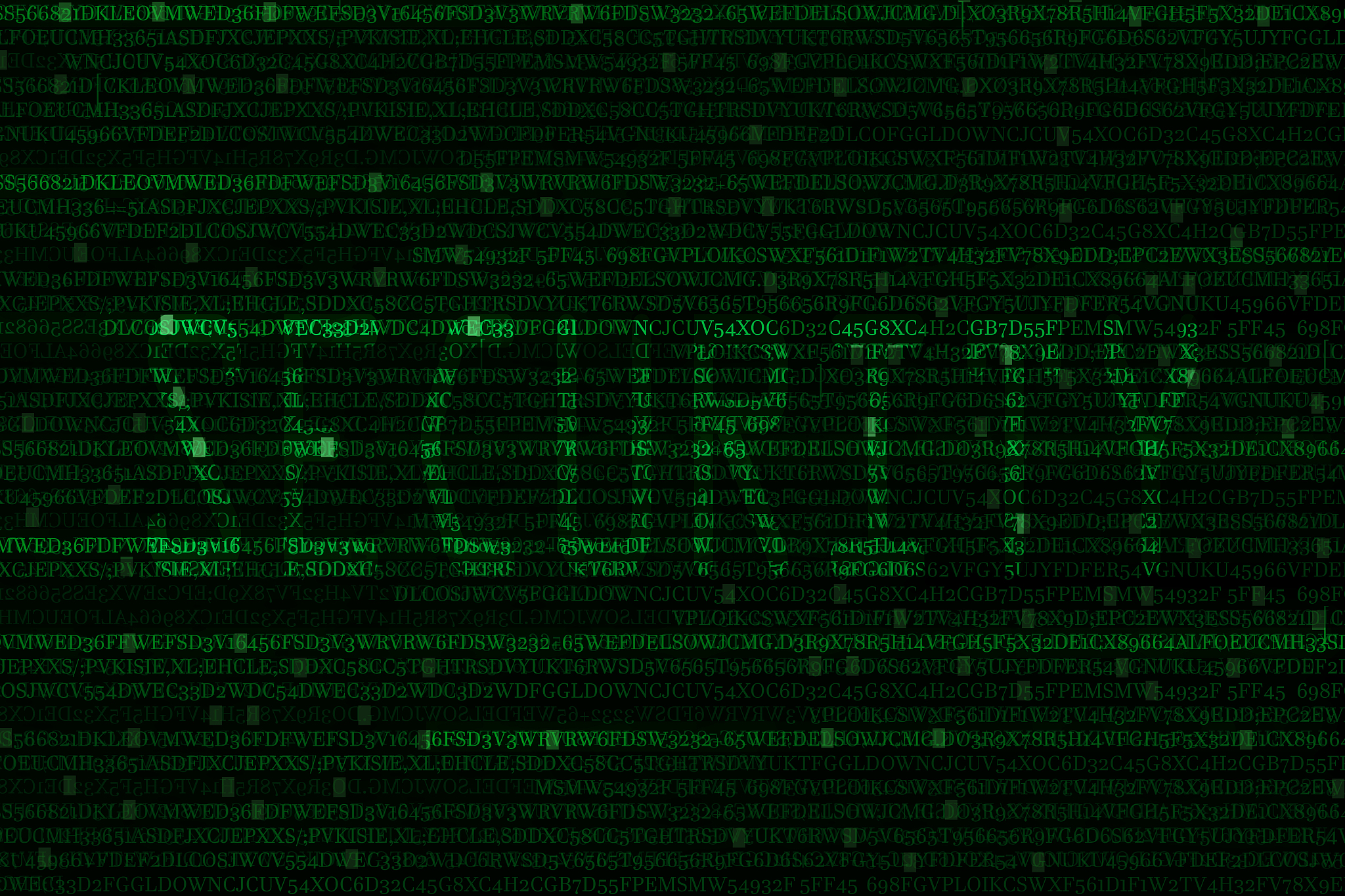 the green alphanumeric code background.