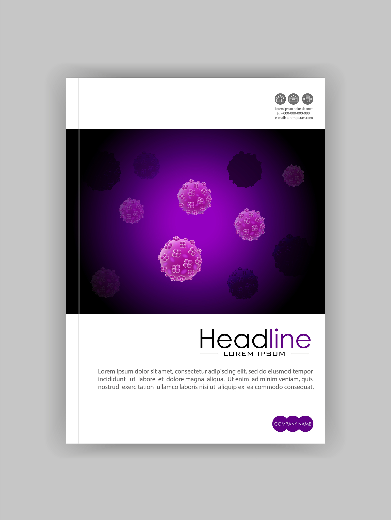 a4 medical, scientific, academic journal cover design with bacte