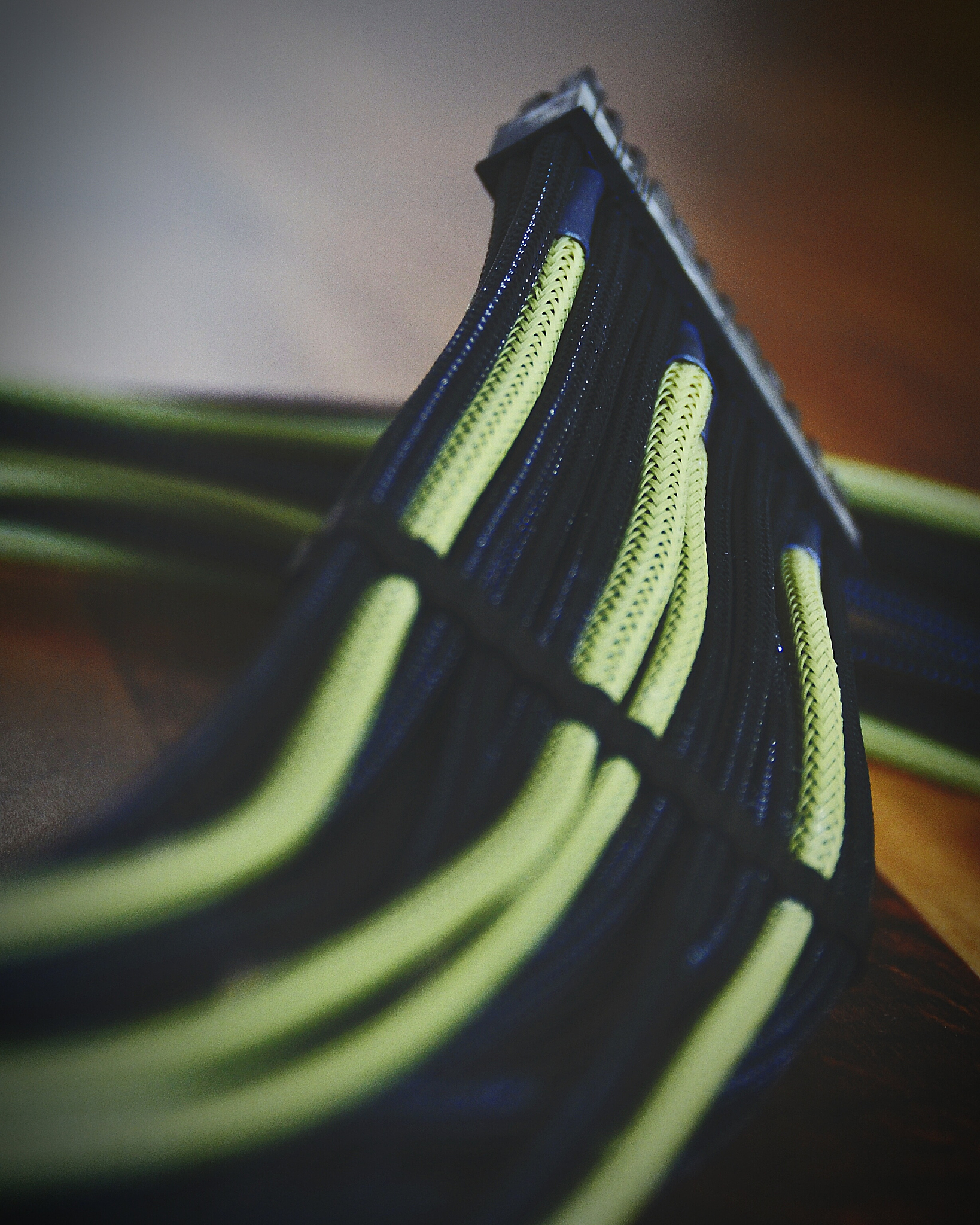 close-up of cables on table