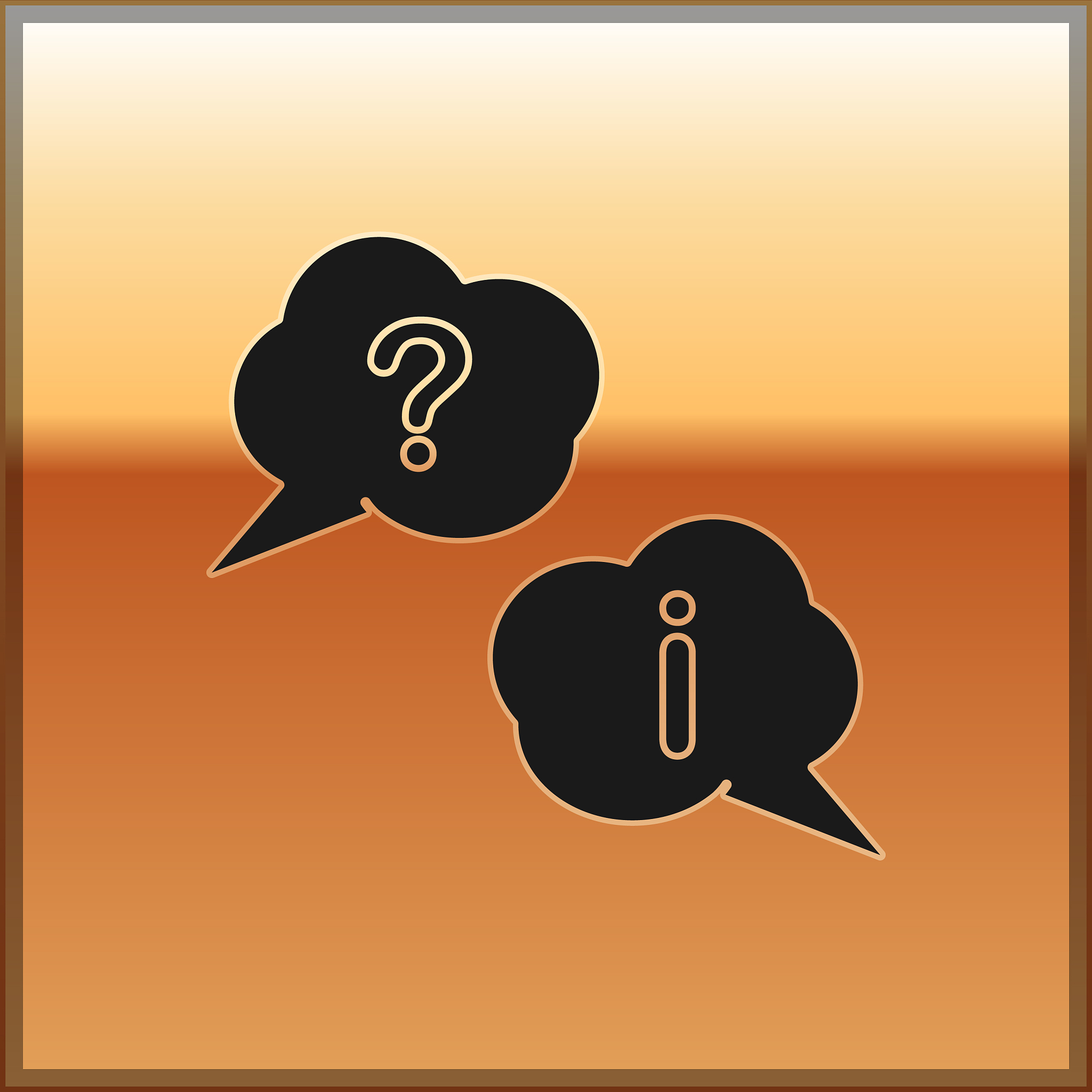 black speech bubbles with question and exclamation