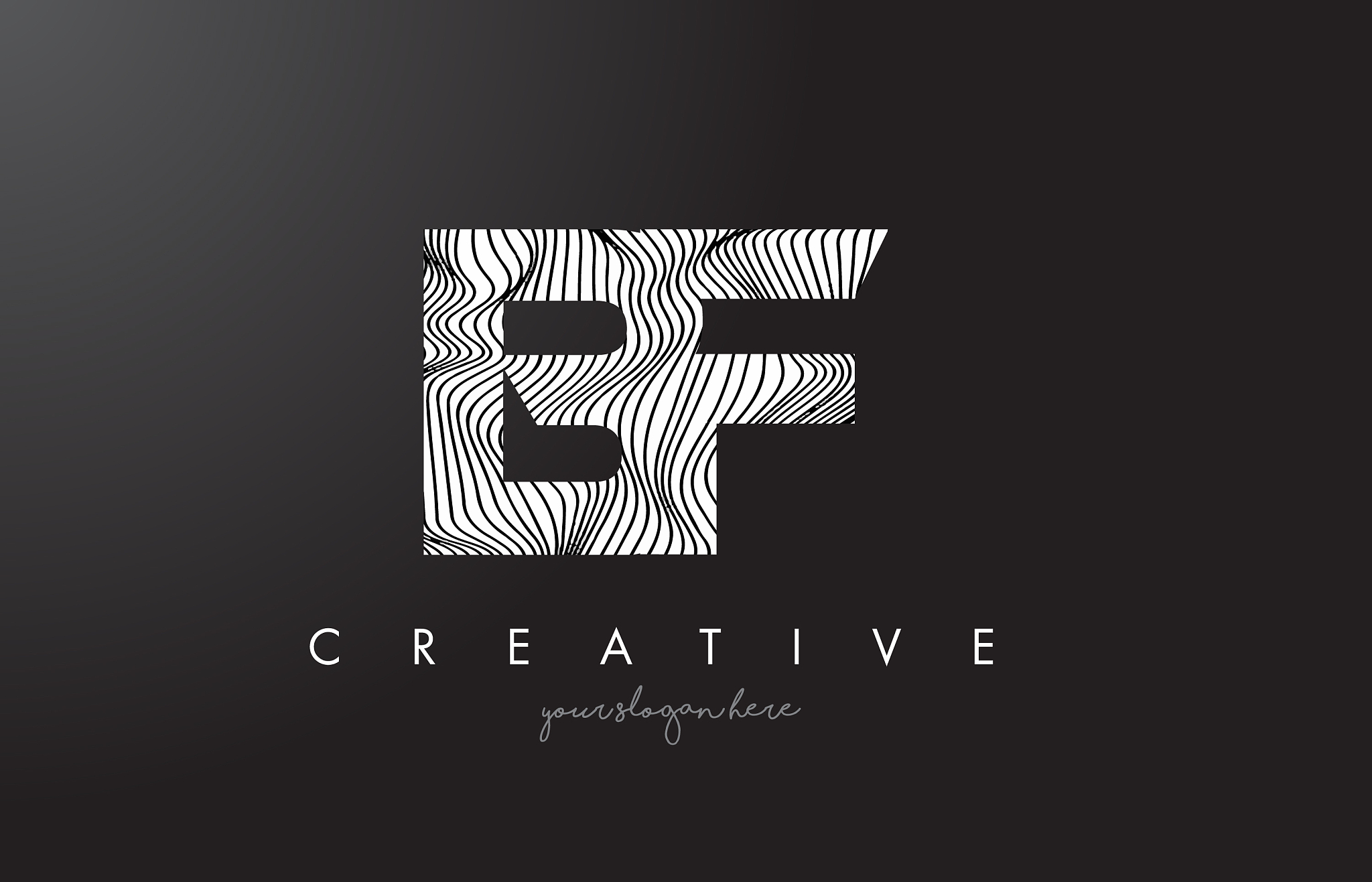 bf b f letter logo with zebra lines texture