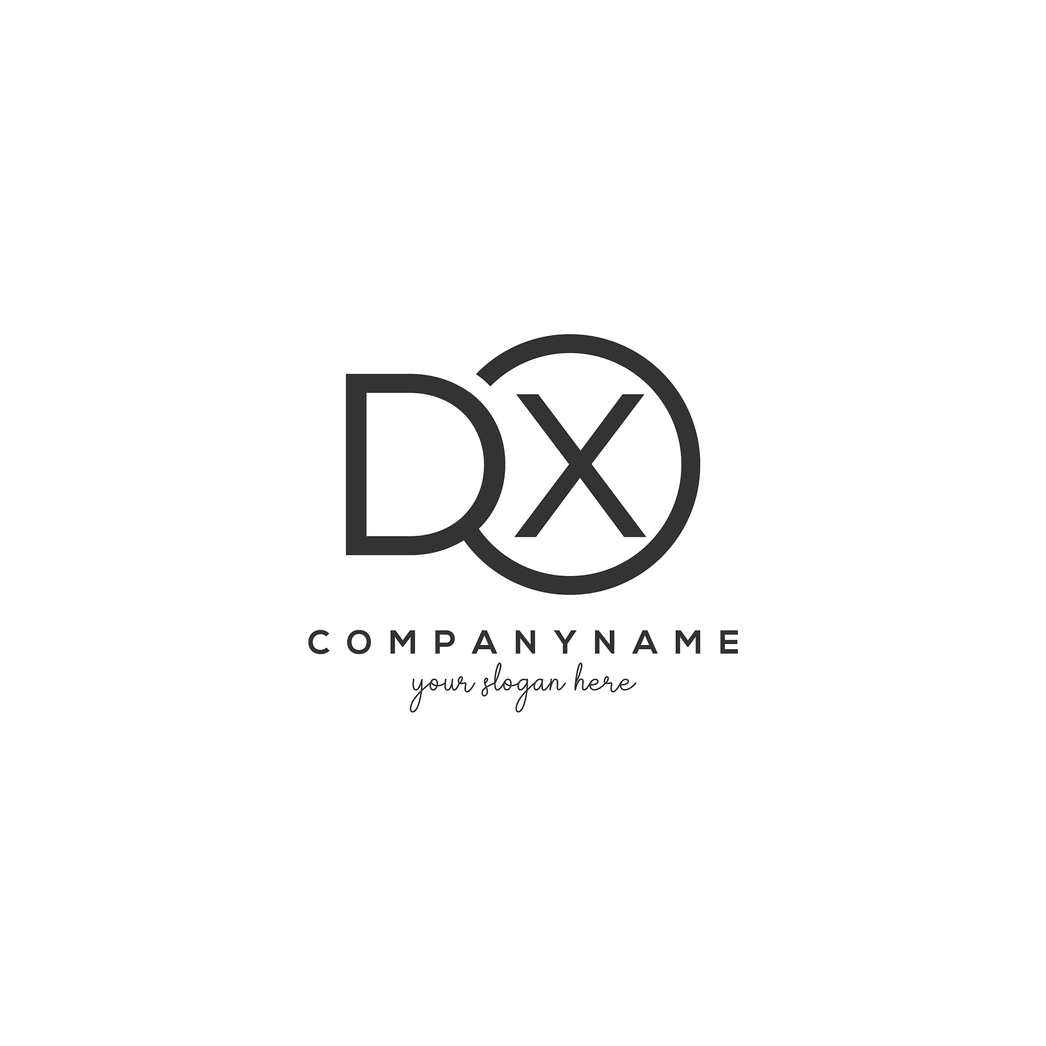 initial dx letter logo with circle template
