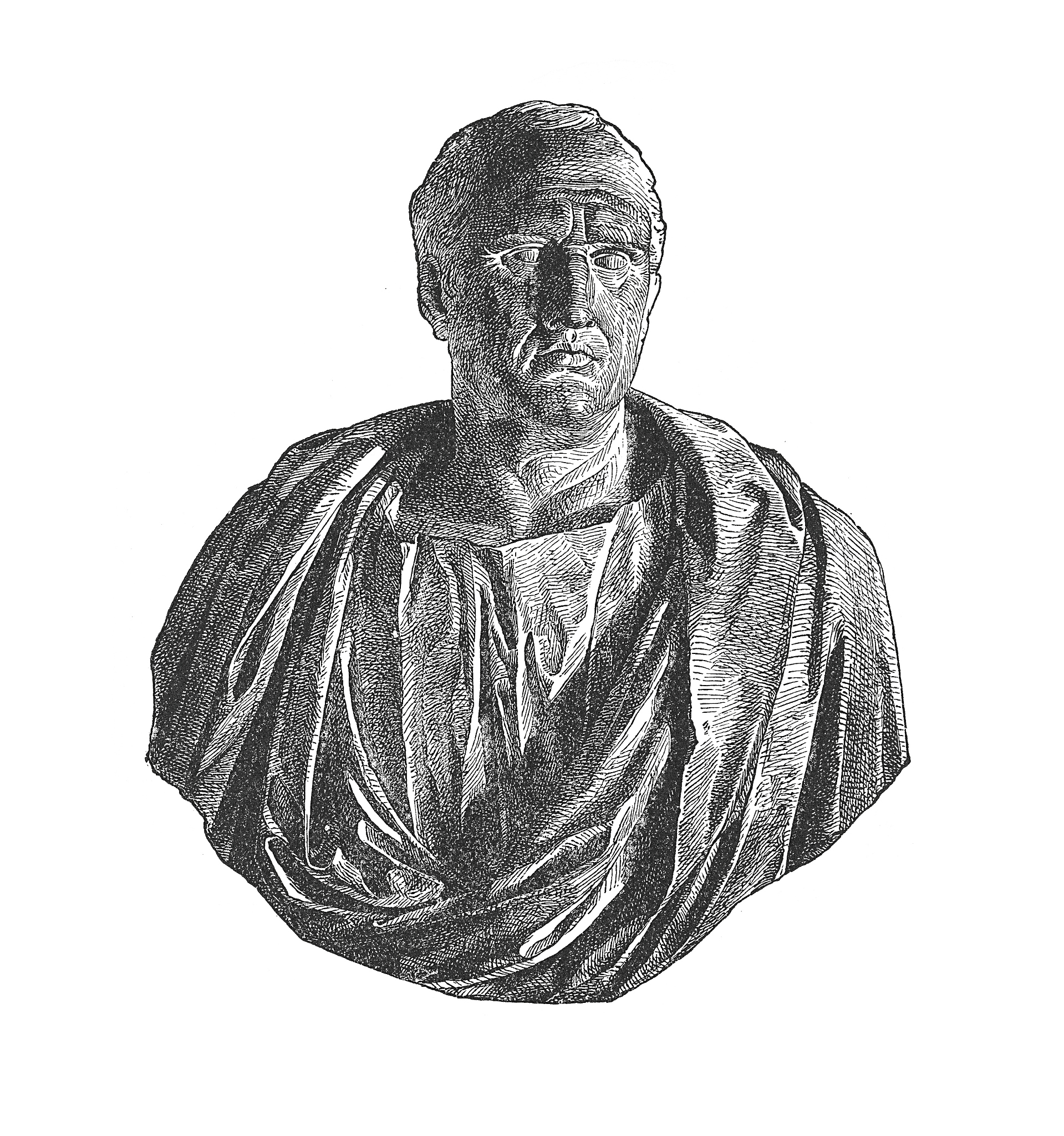bust of cicero (106 bc - 43 bc) (antique engraving)