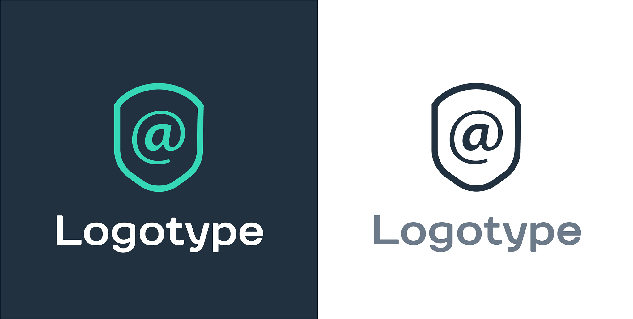 logotype shield with mail and e-mail icon isolated