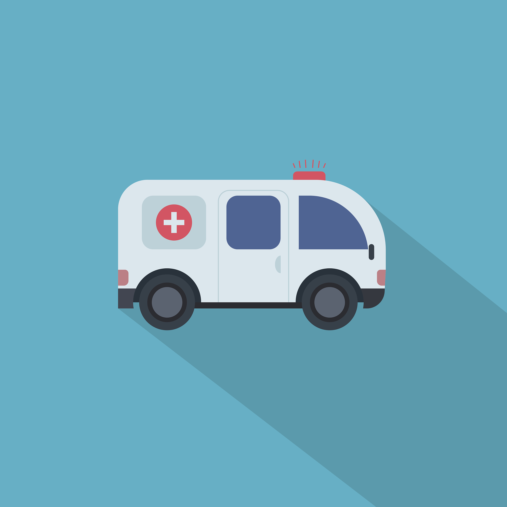ambulance car icon in flat design style