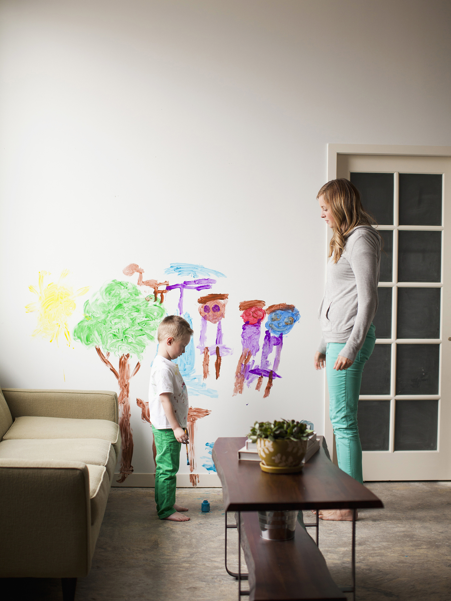 usa, utah, salt lake city, mother telling toddler boy (2-3) off 