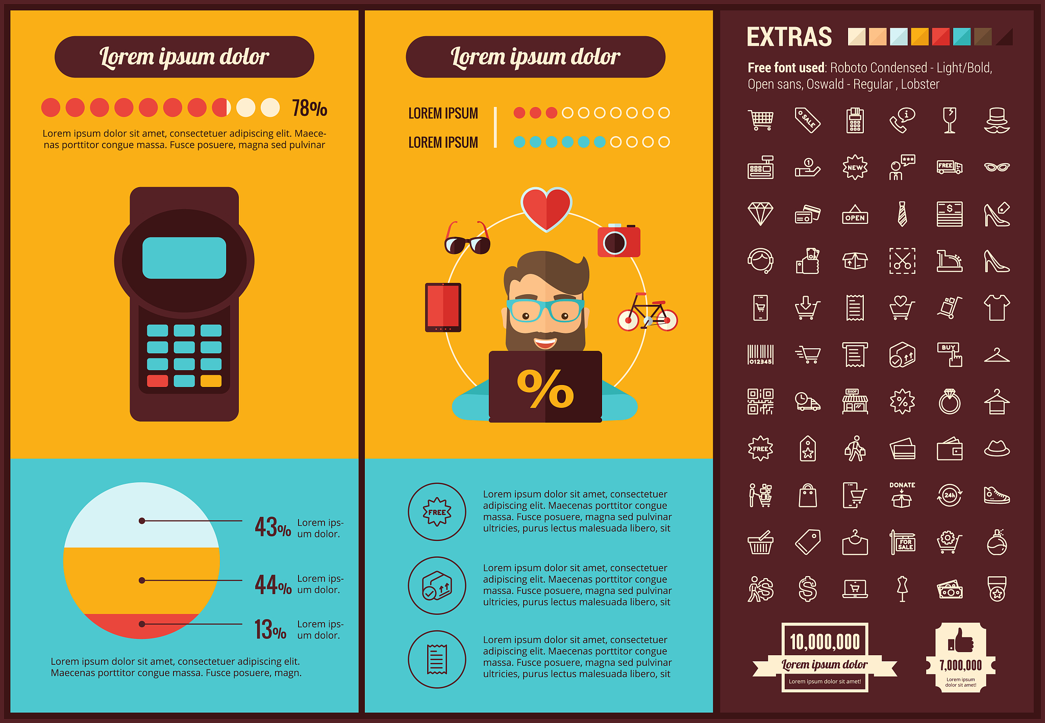 shopping flat design infographic template