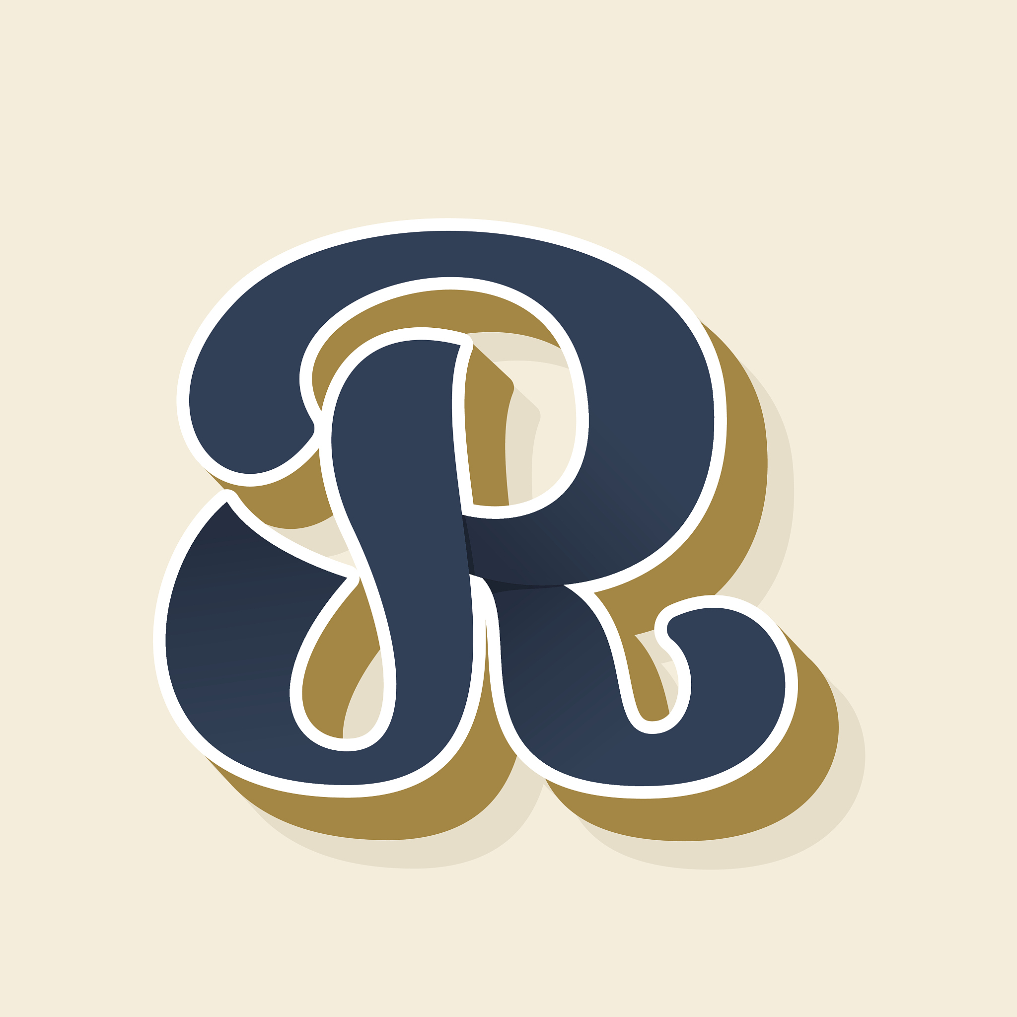 r letter icon in vintage style.