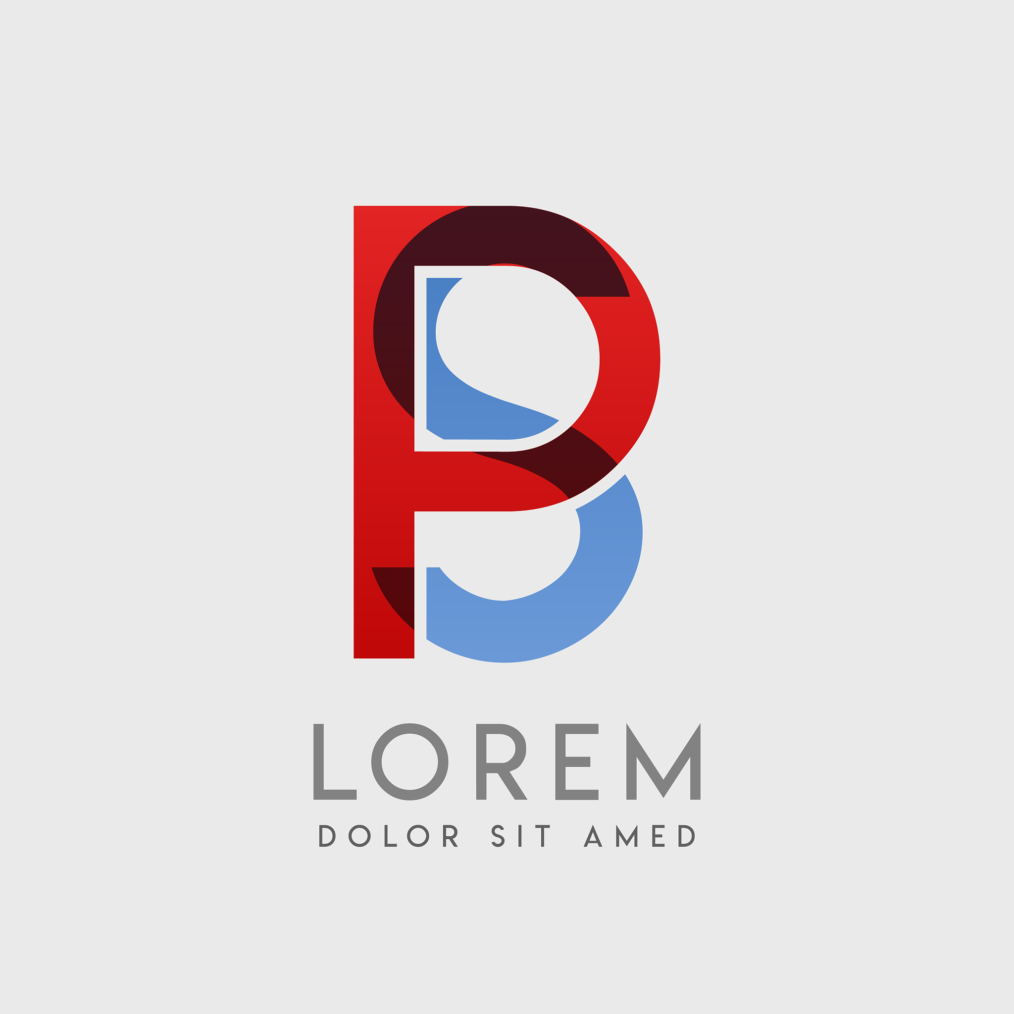 ps logo letters with blue and red gradation