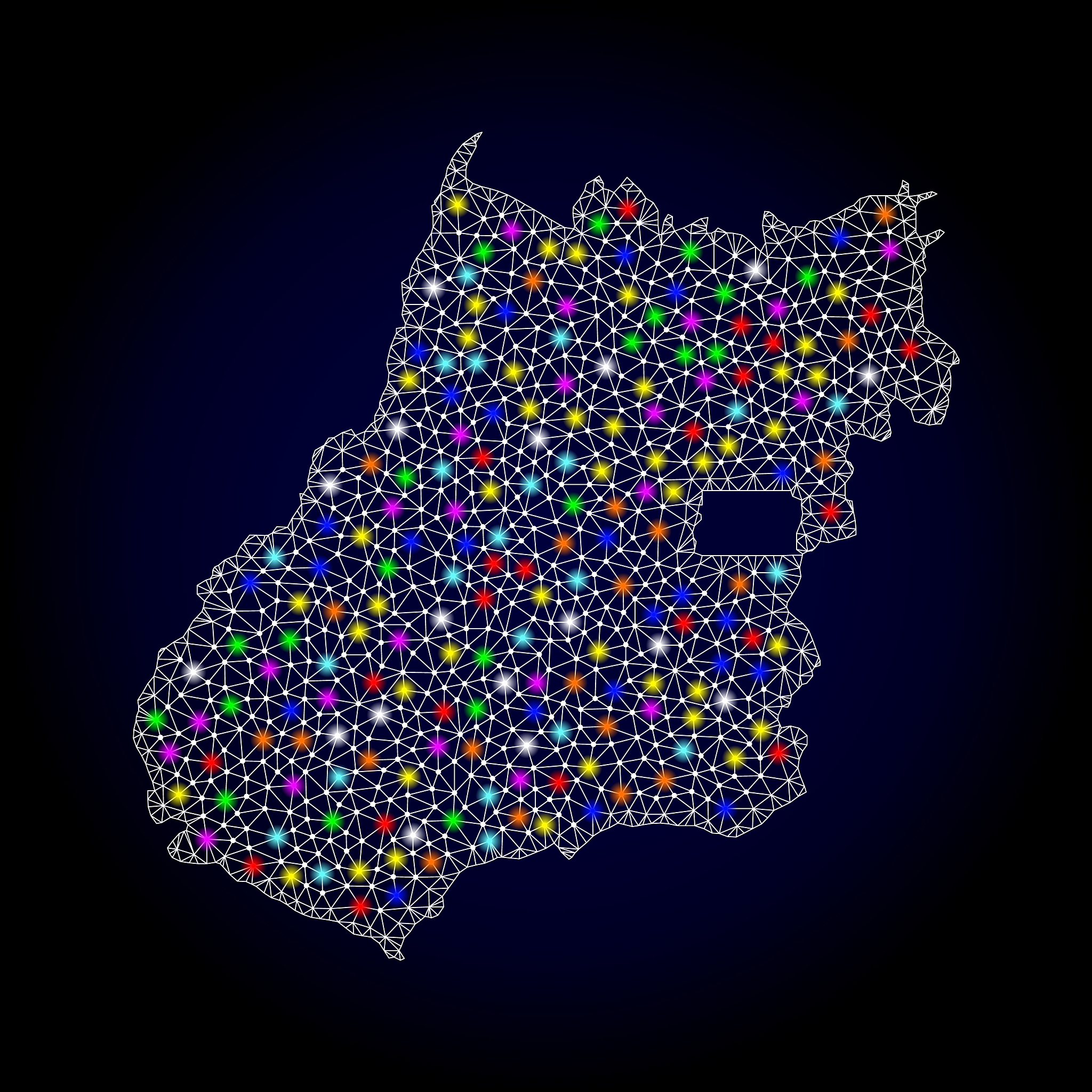 mesh network map of goias state with bright light