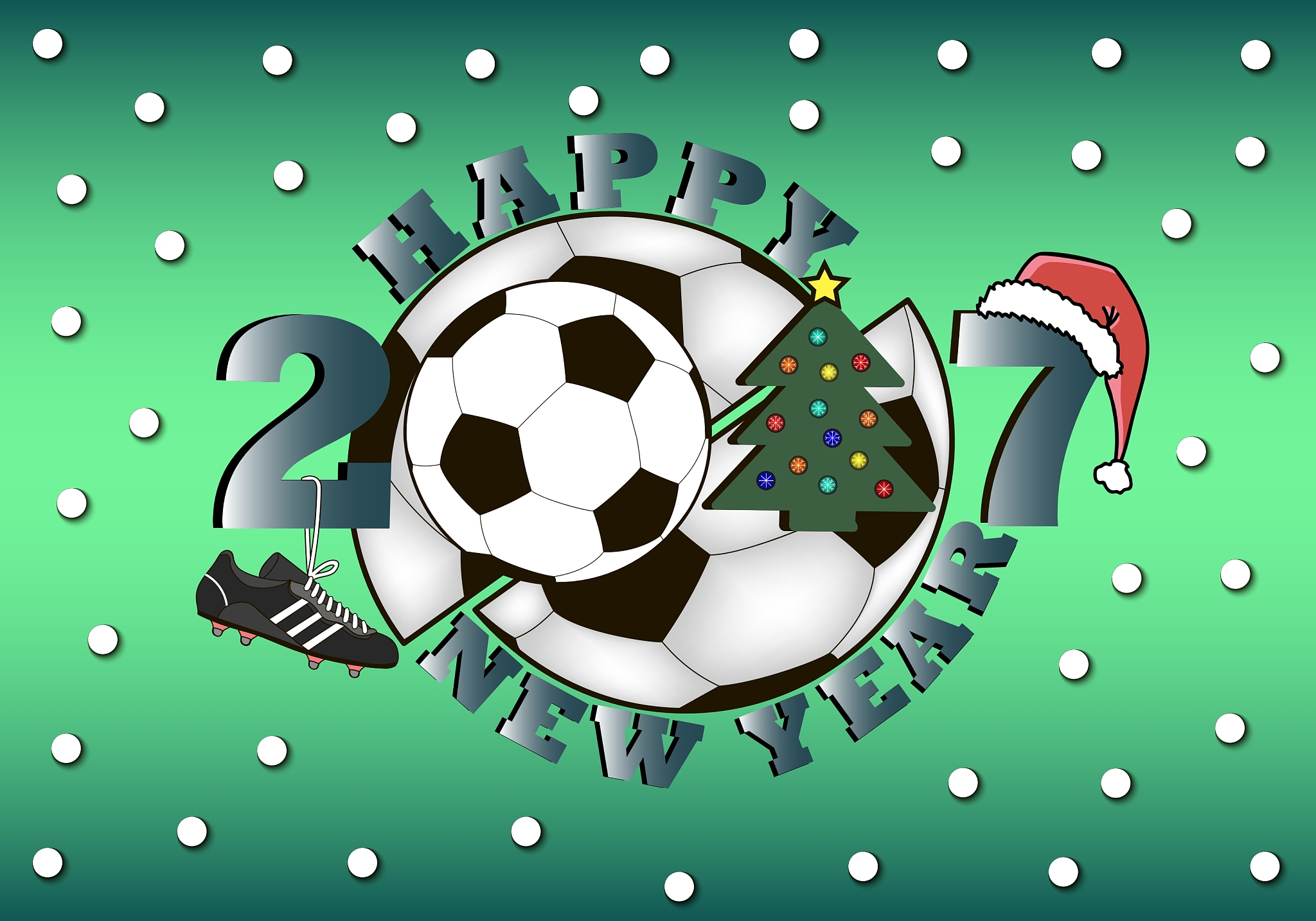 happy new year and soccer ball
