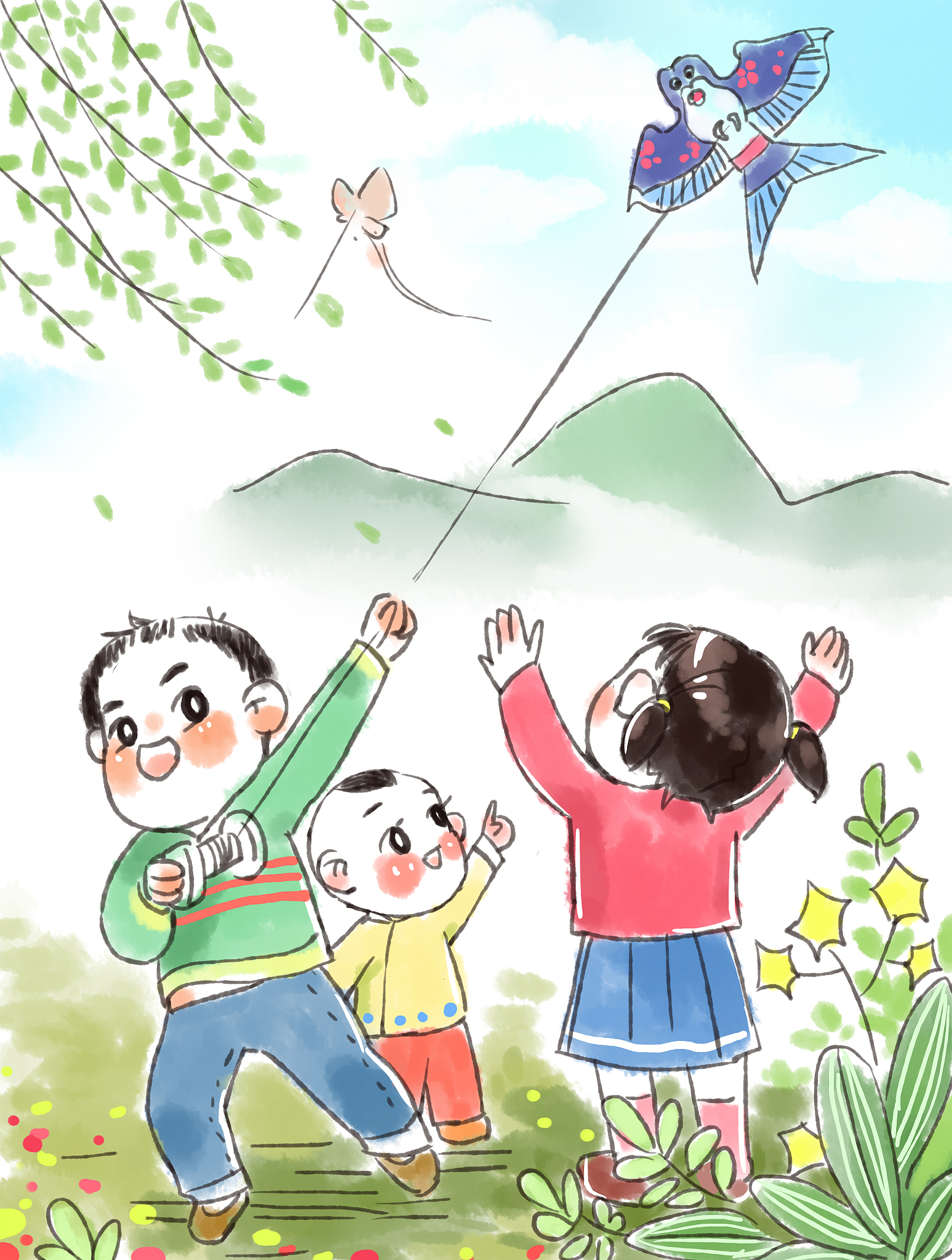 请结合中国历史判断一下这句描述是否有逻辑错误：秦朝儿童春天放纸风筝。