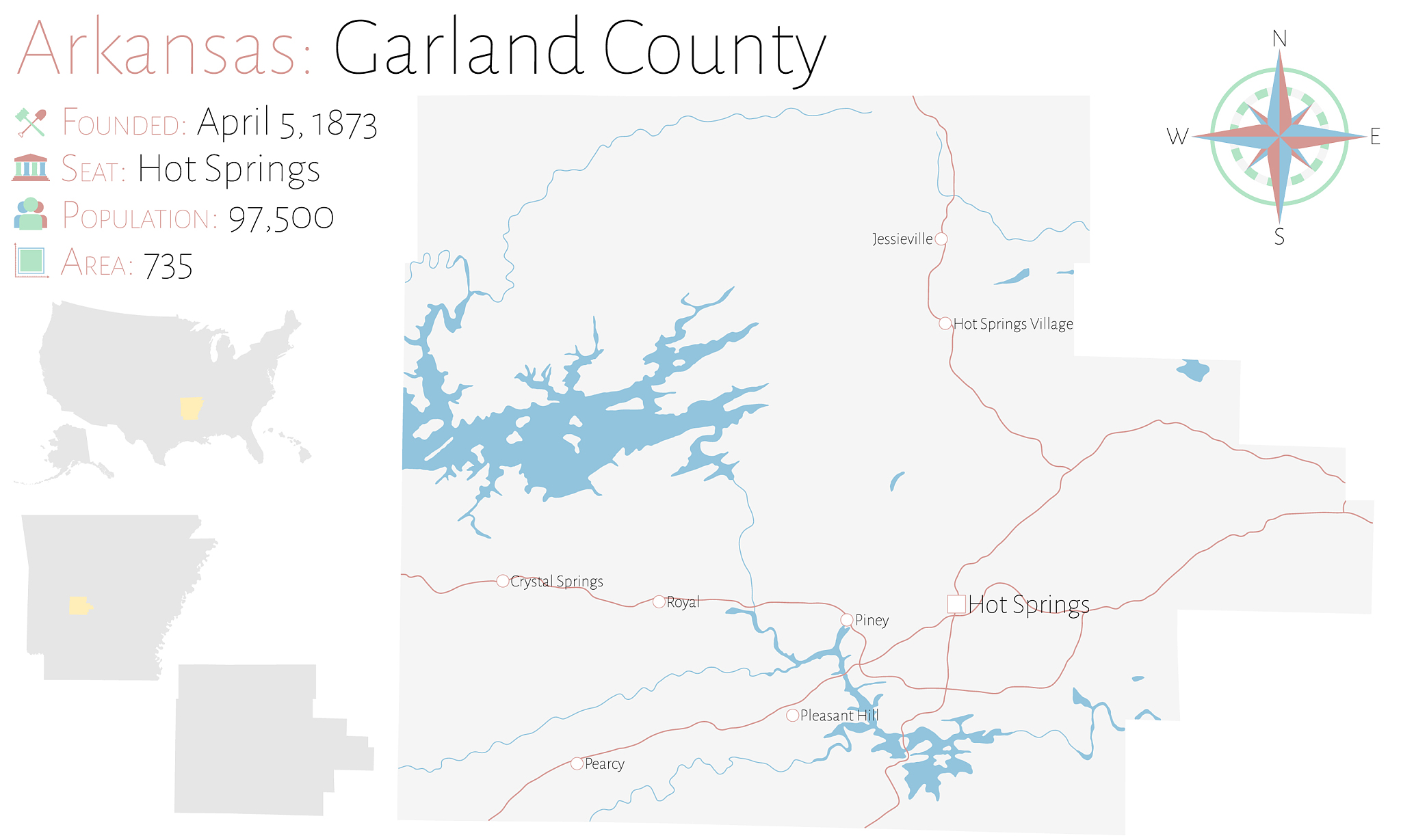map garland county in arkansas