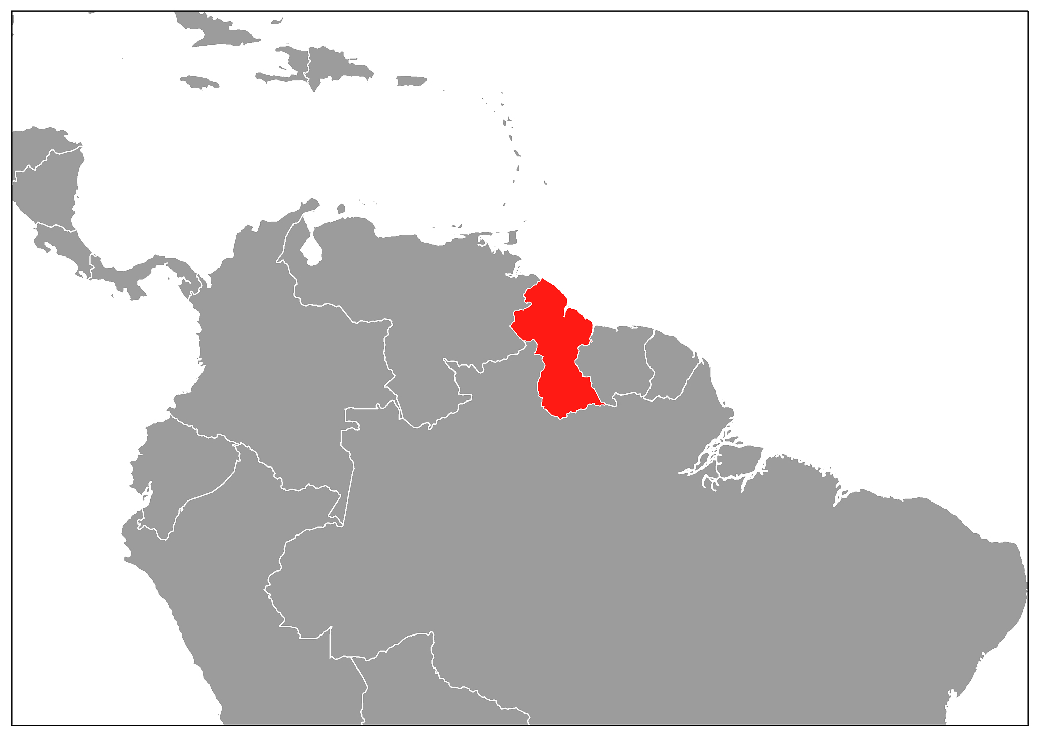 guyana map on gray base