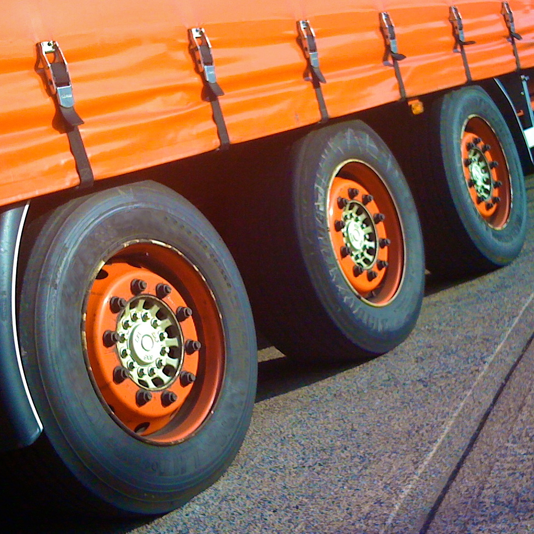 Upon of loading completion of tractor trucks C-rings were fixed on side frames For the cargo which stowed next to the side plating the tractor trucks were lashed on C-rings by 2 lines of lashing