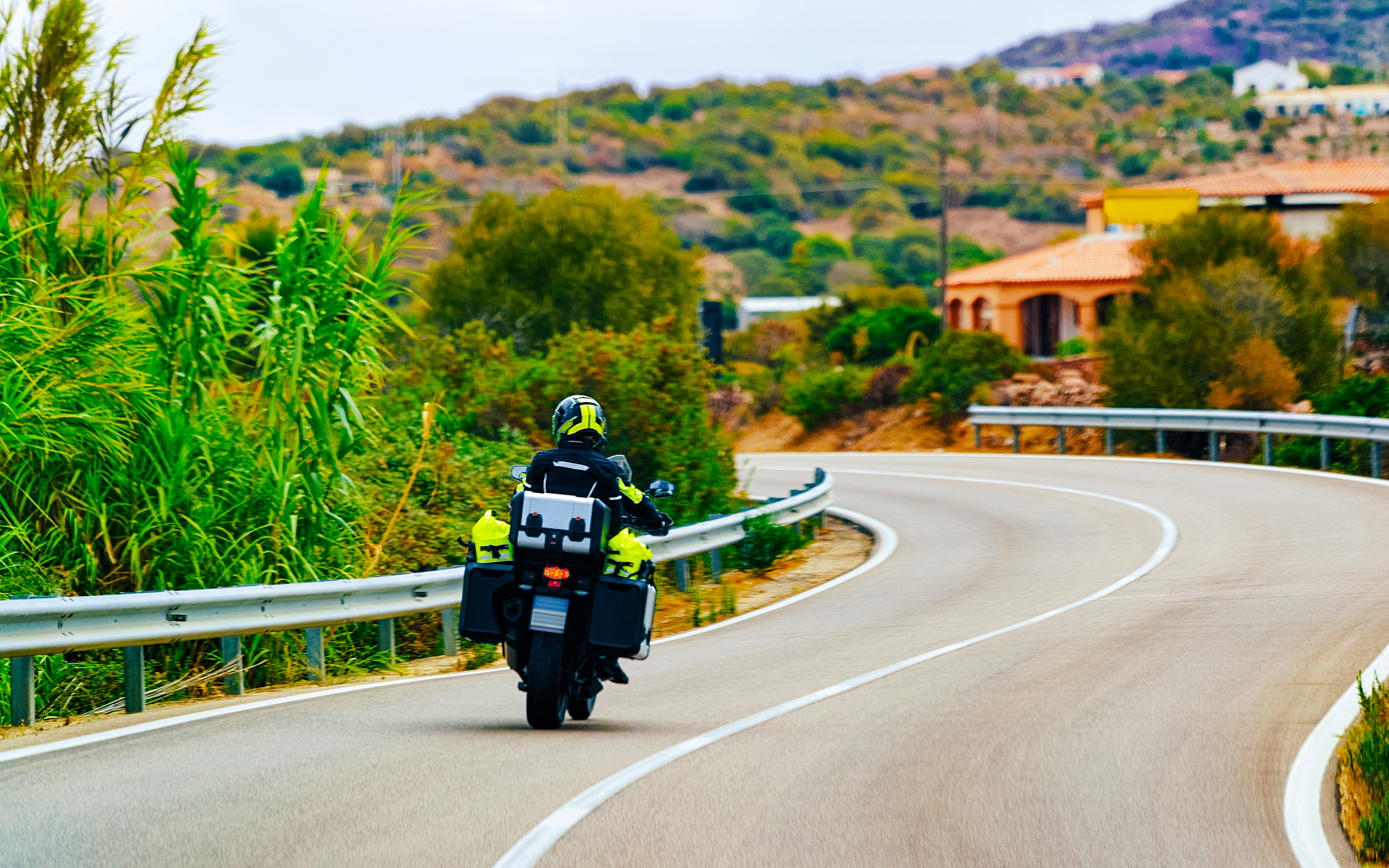 motorcycle on road in costa smeralda reflex