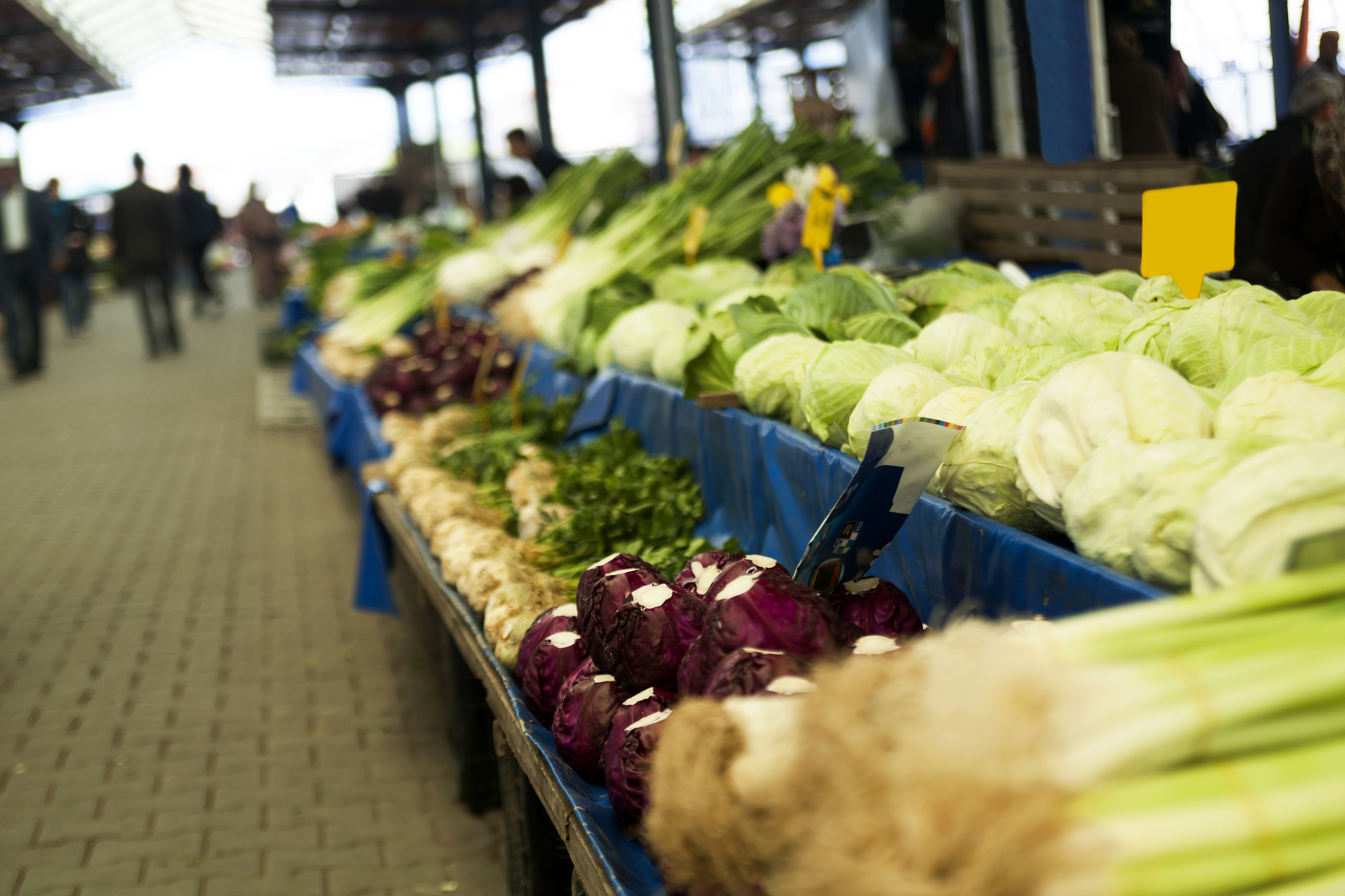 different vegetables and fruit on greengrocer