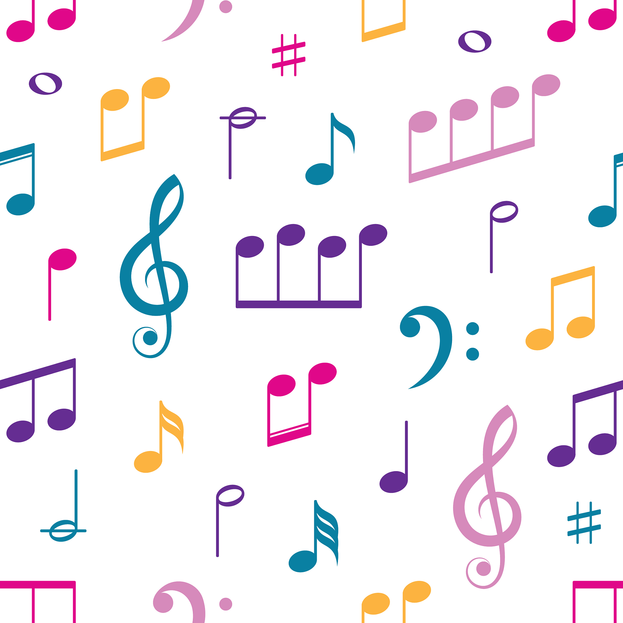 music notes seamless pattern on white
