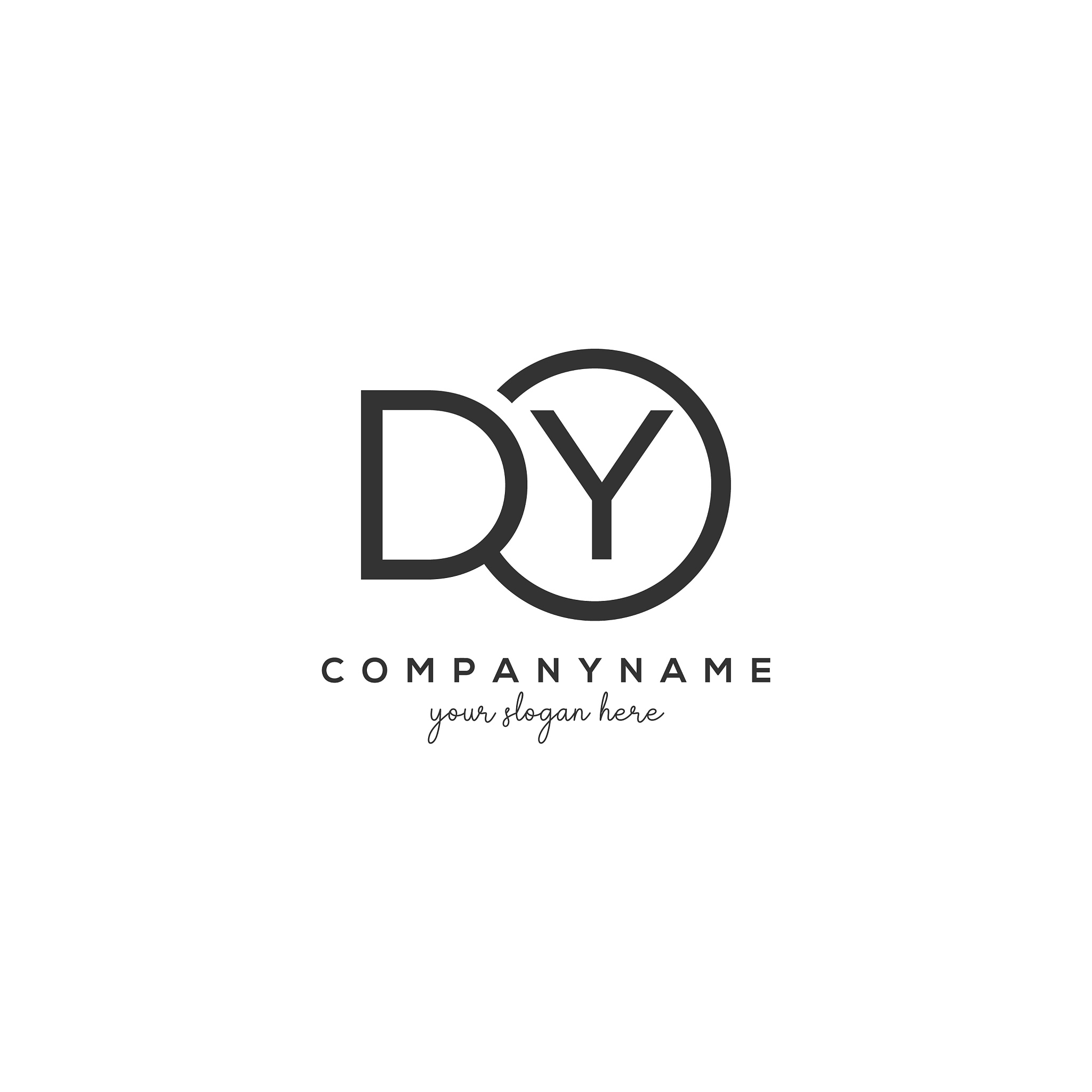 initial dy letter logo with circle template