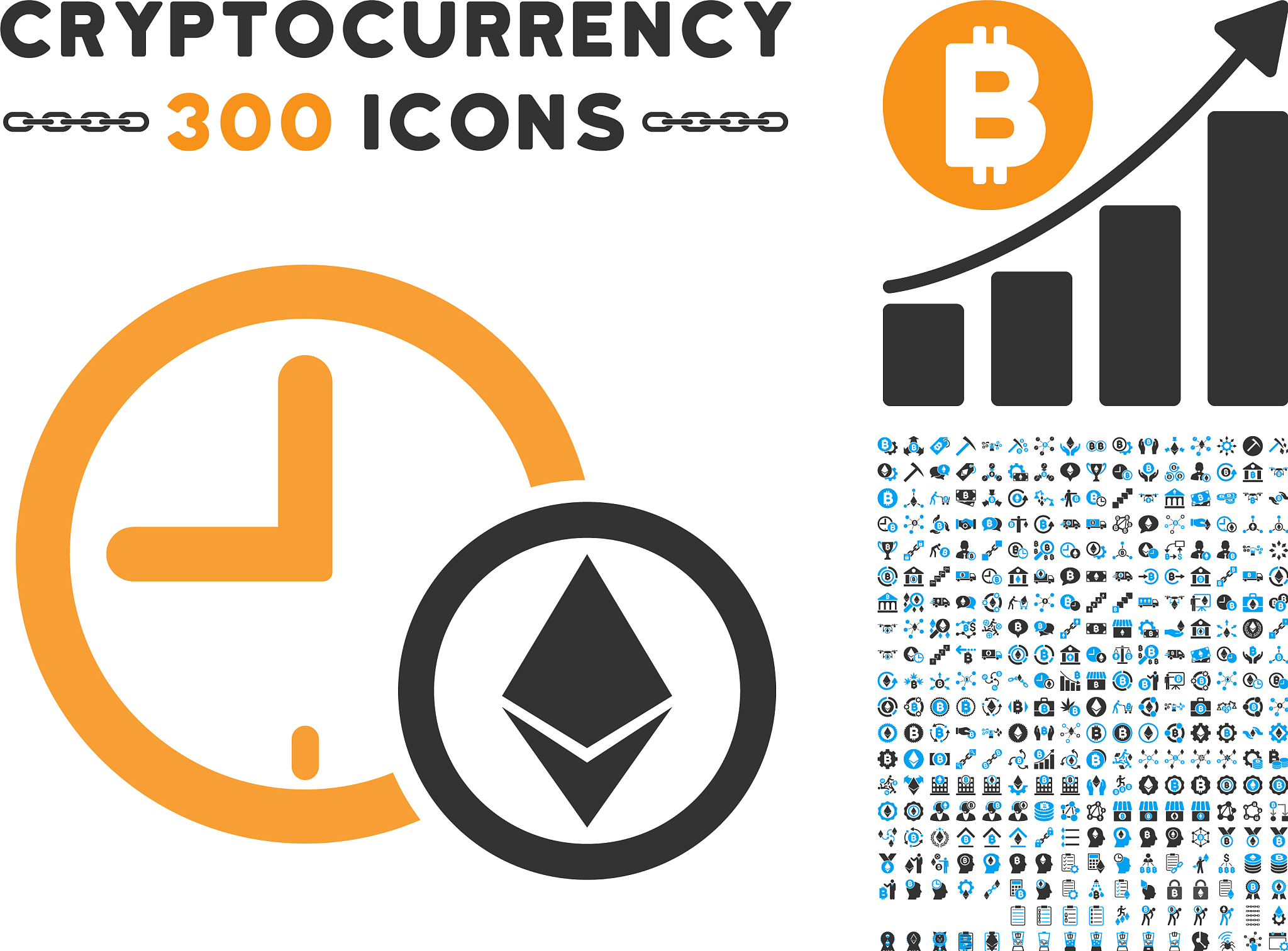 ethereum credit clock flat icon with collection