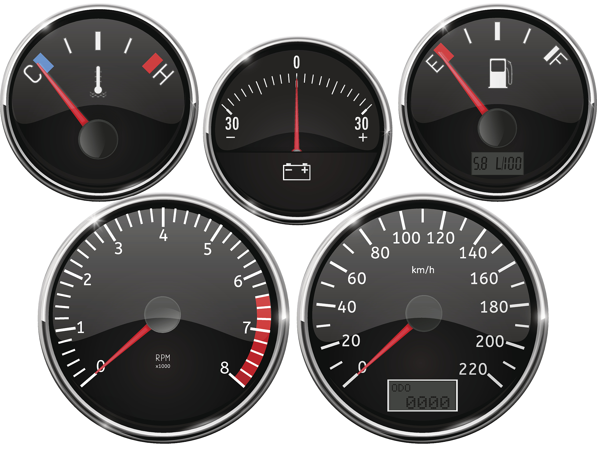dashboard - fuel gauge, tachometer, speedometer etc.