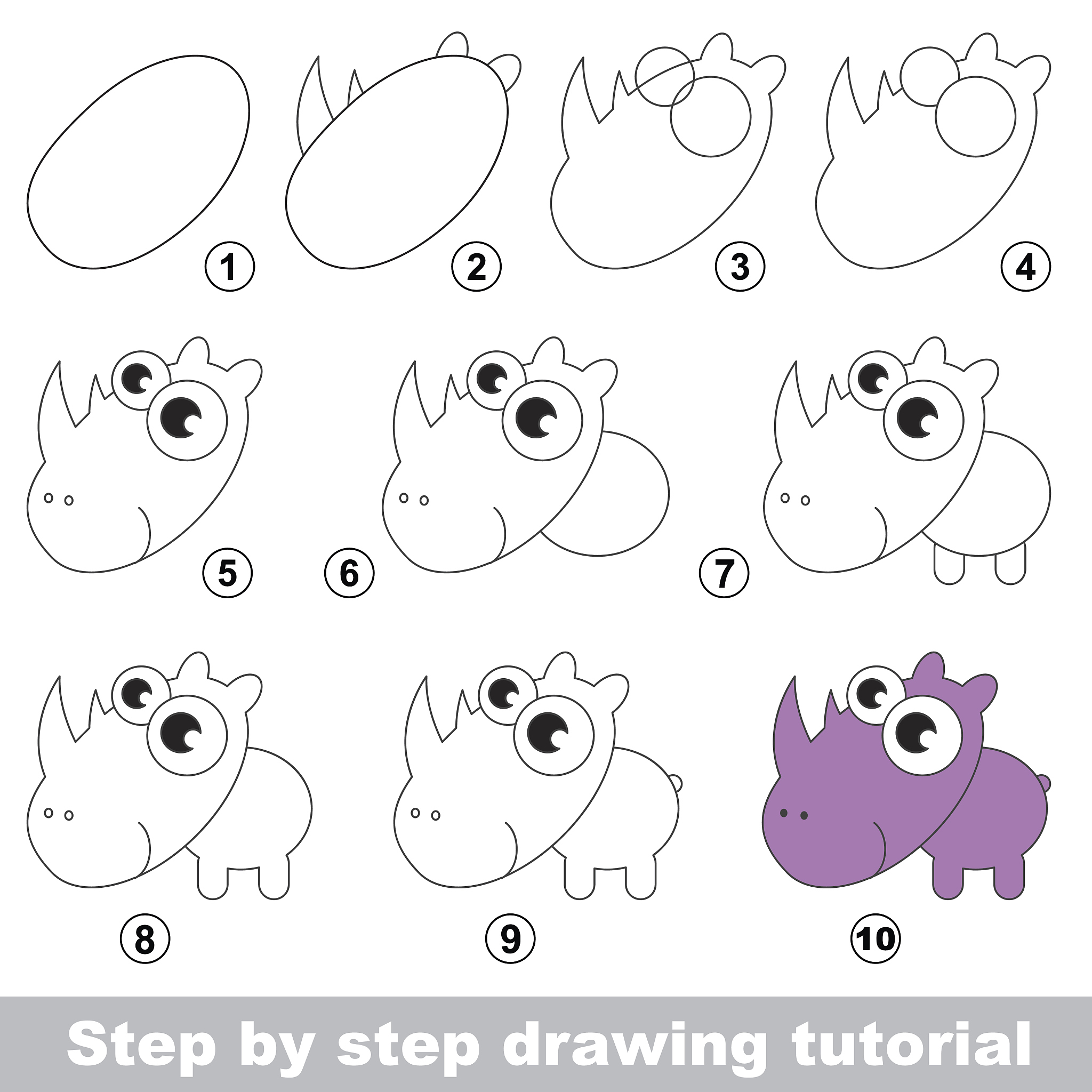 rhinoceros. drawing tutorial