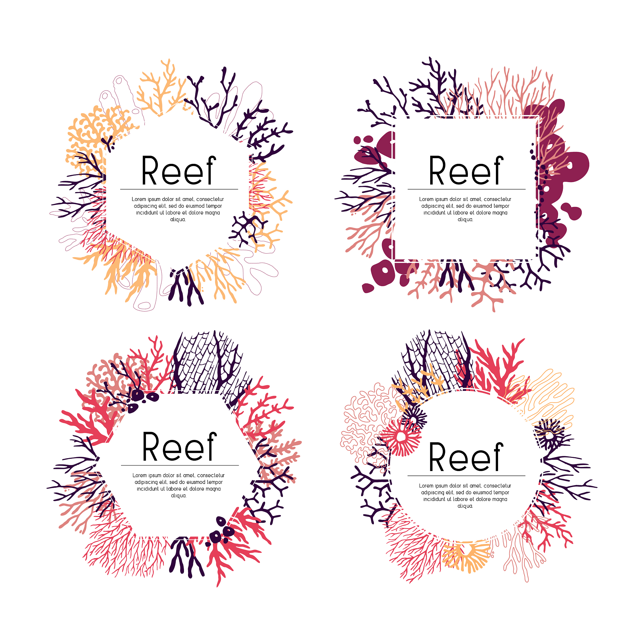 template seaweed and corals collection