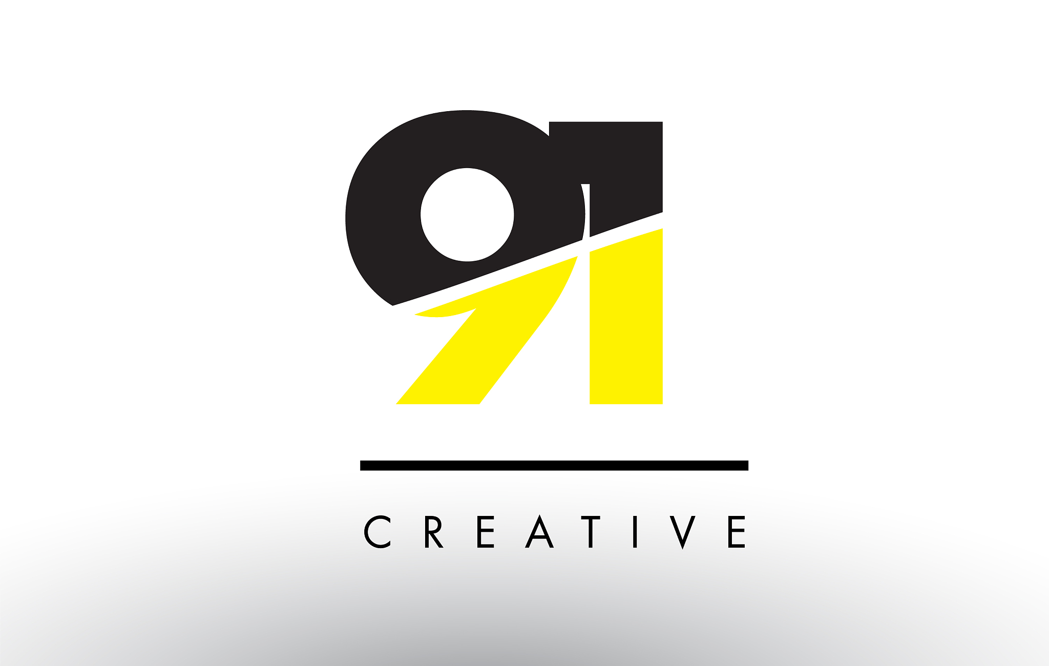 91 black and yellow number logo design