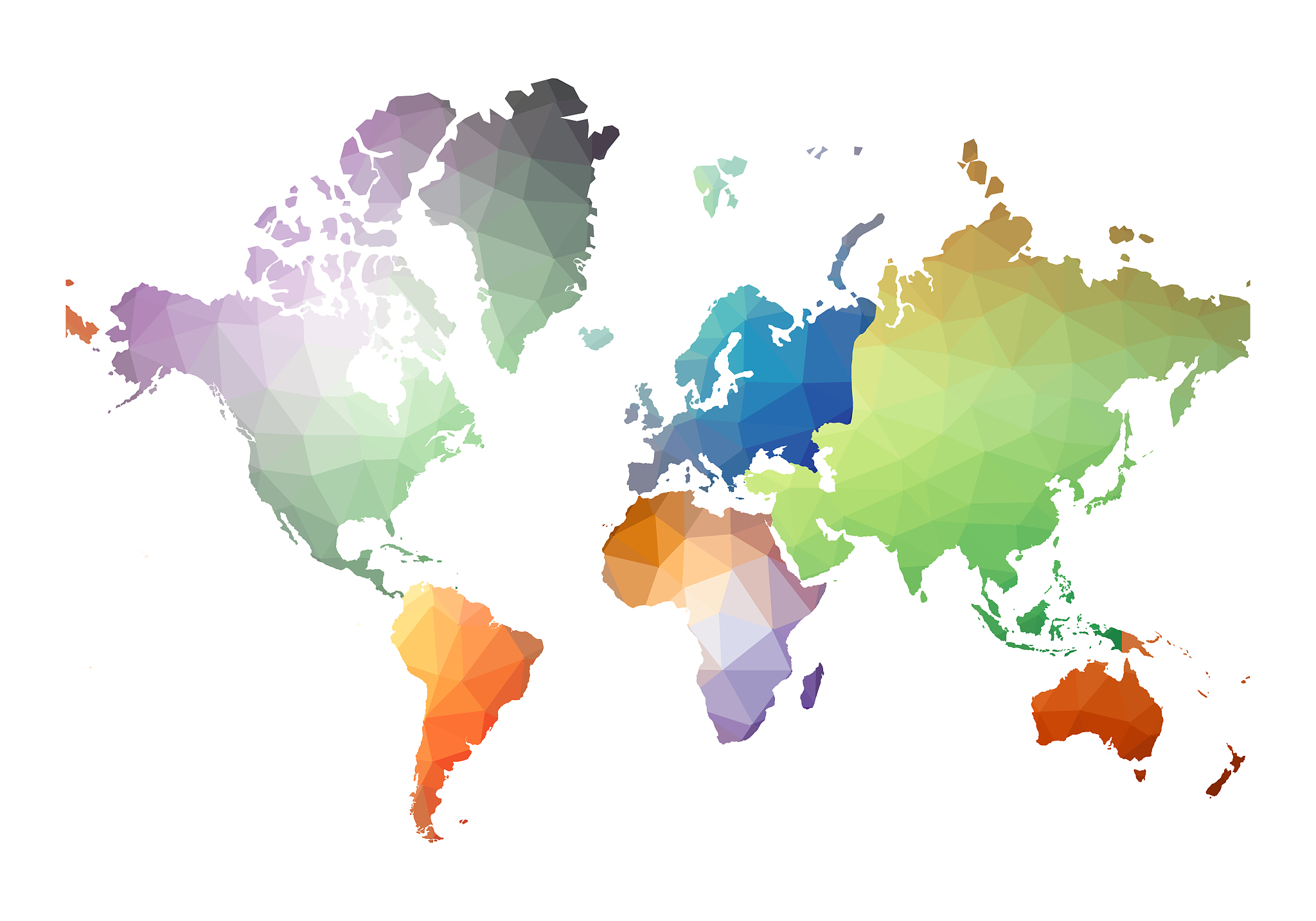 world map. beautiful low poly style.