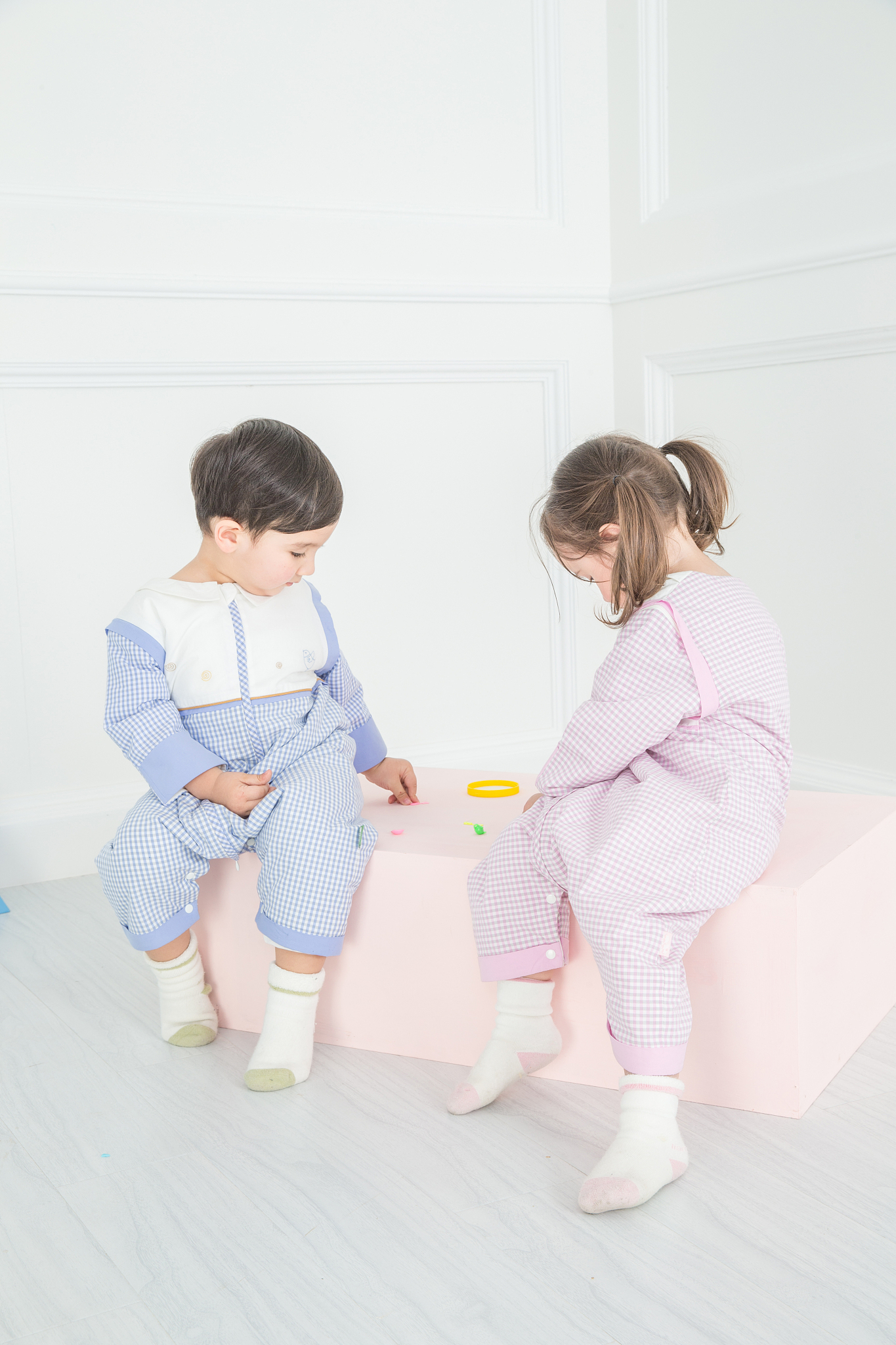 in the nursery's bedroom, little girls in their dressing gowns p