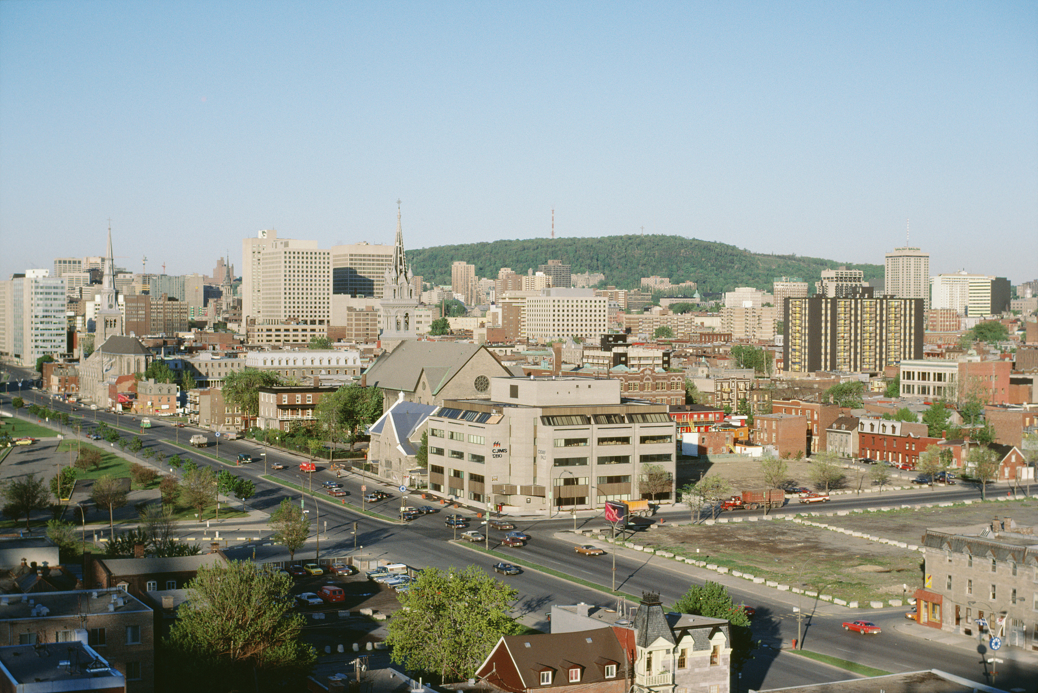 high angle view of montreal cityscape, canada