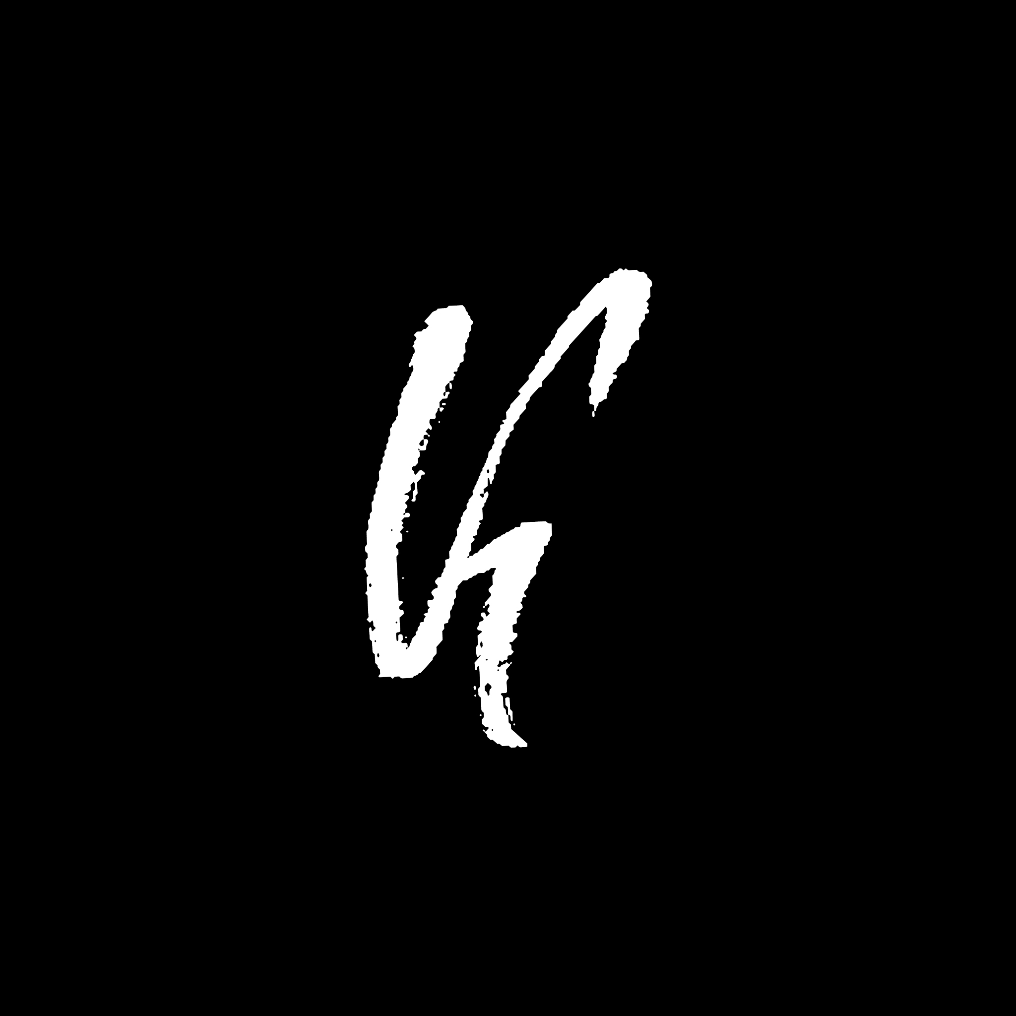letter k handwritten by dry brush rough strokes