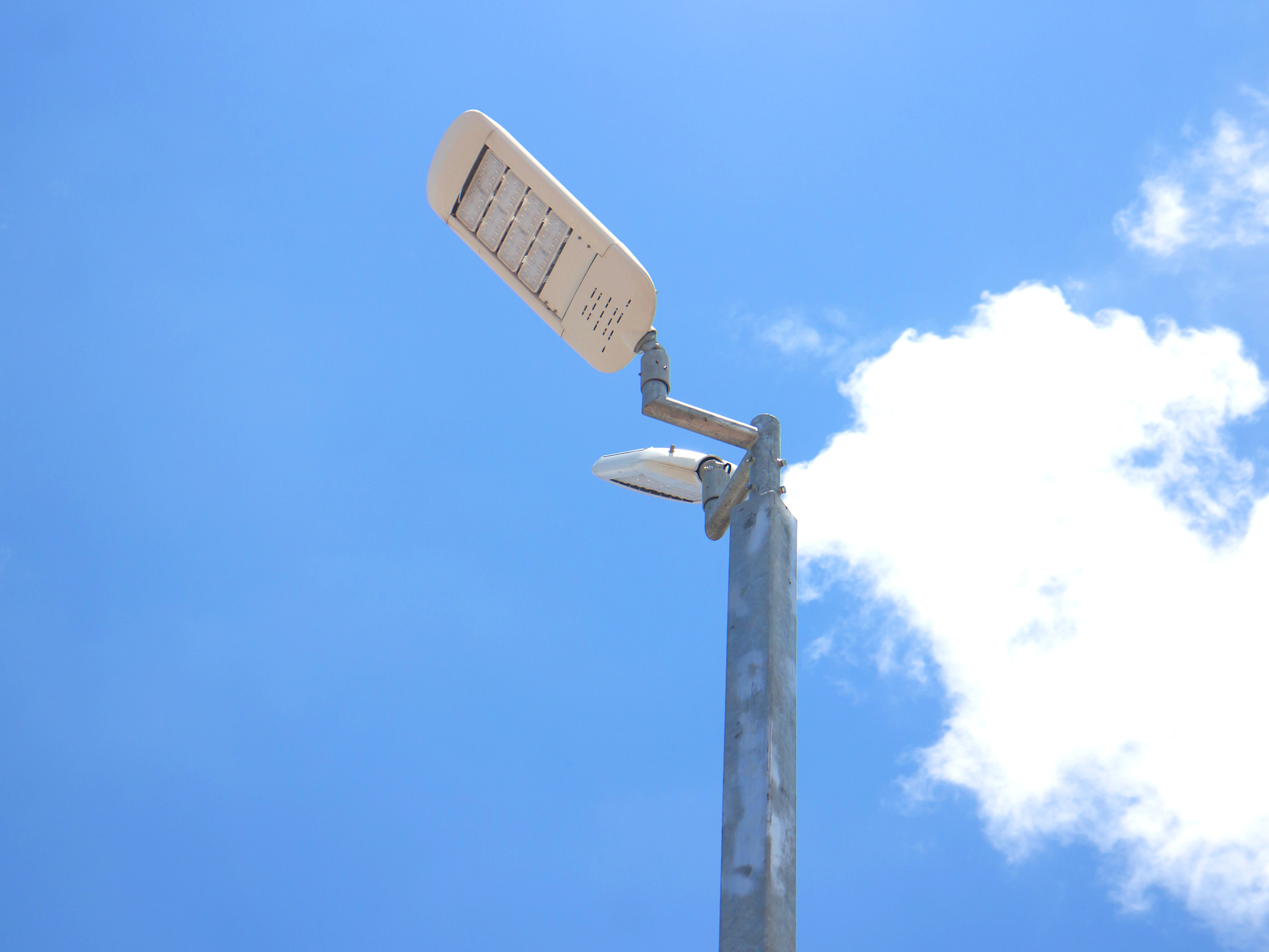 street light on blue sky