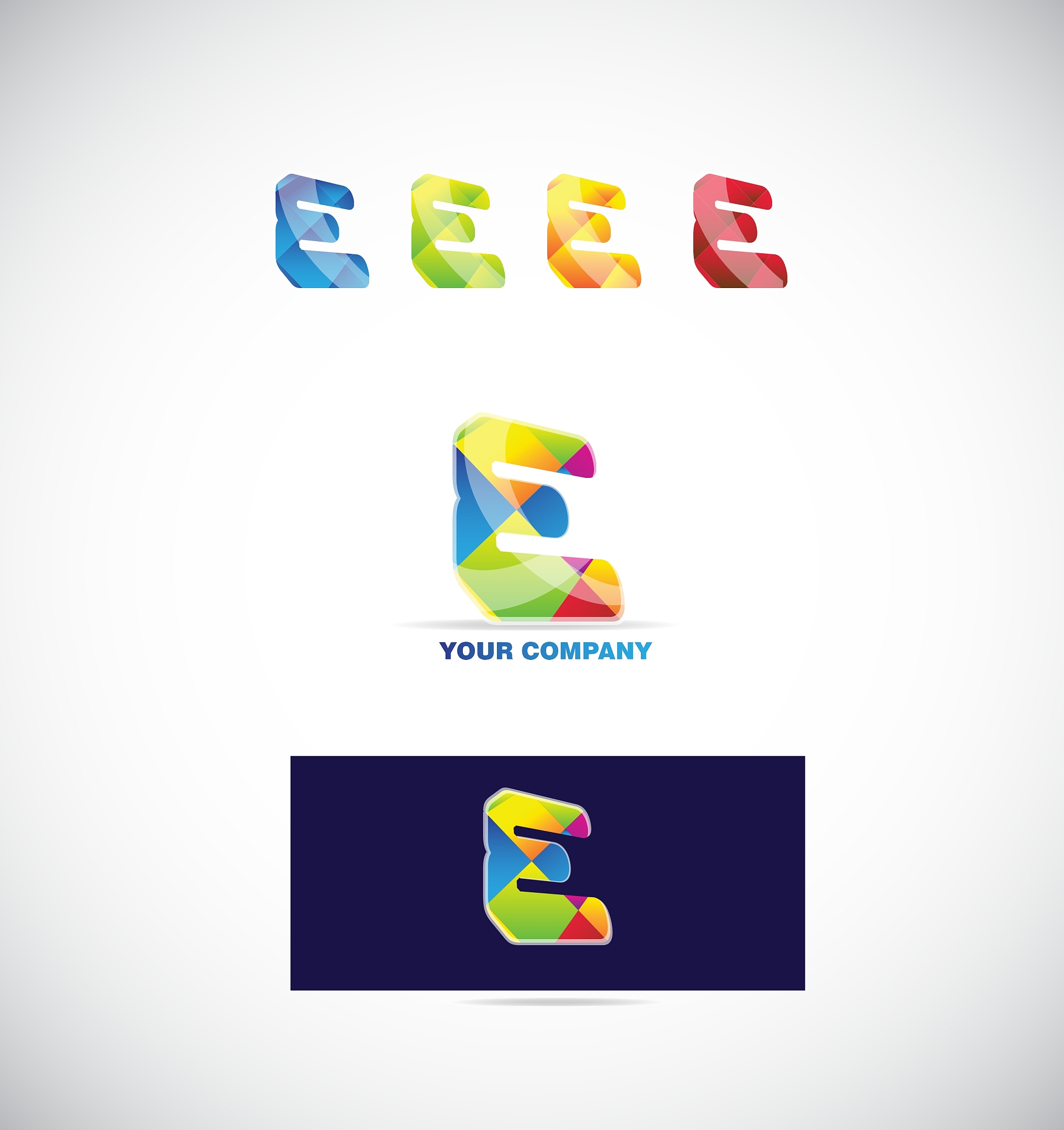 letter e logo icon colors set