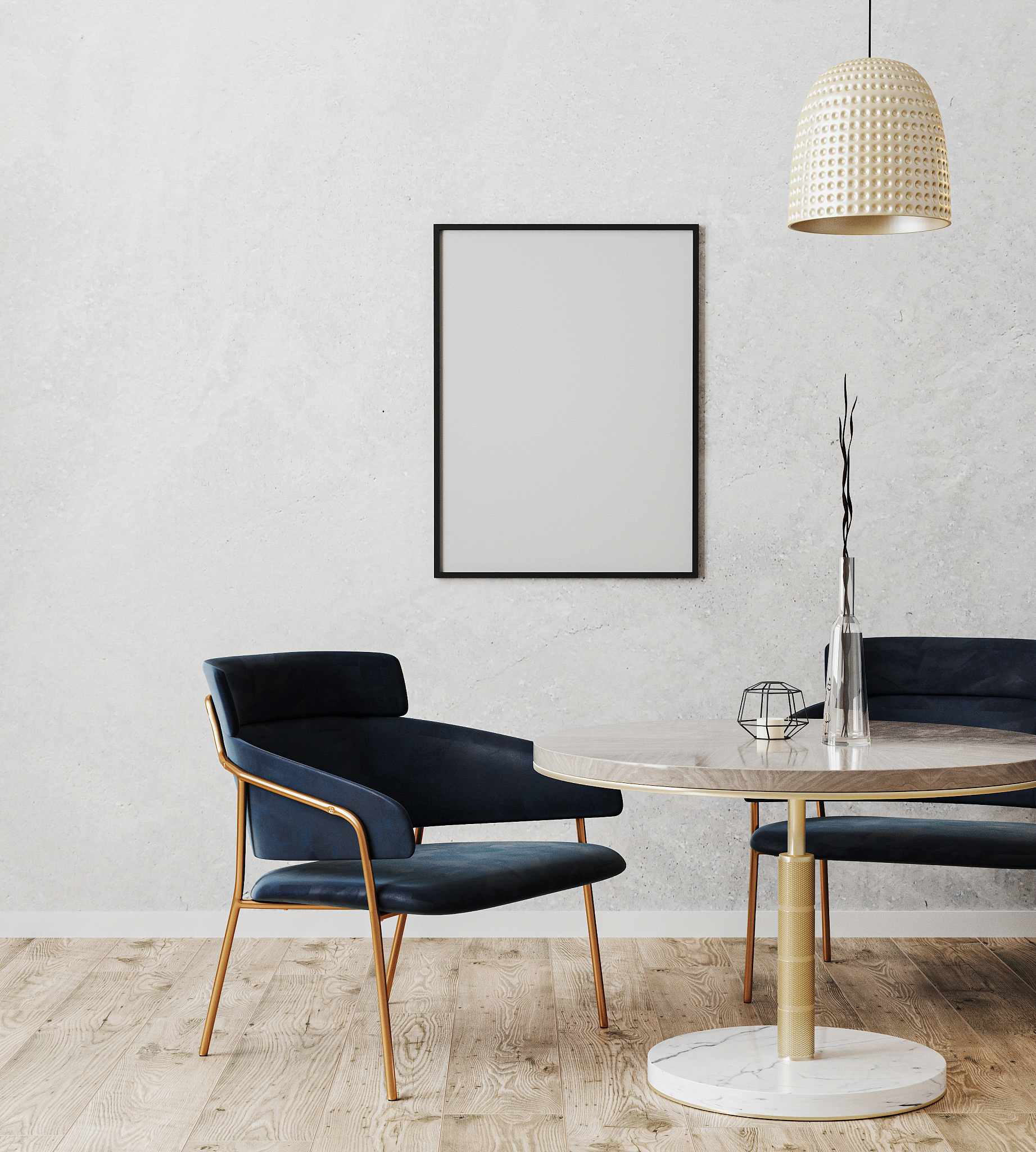 black vertical poster frame mock up in dinning room modern inter