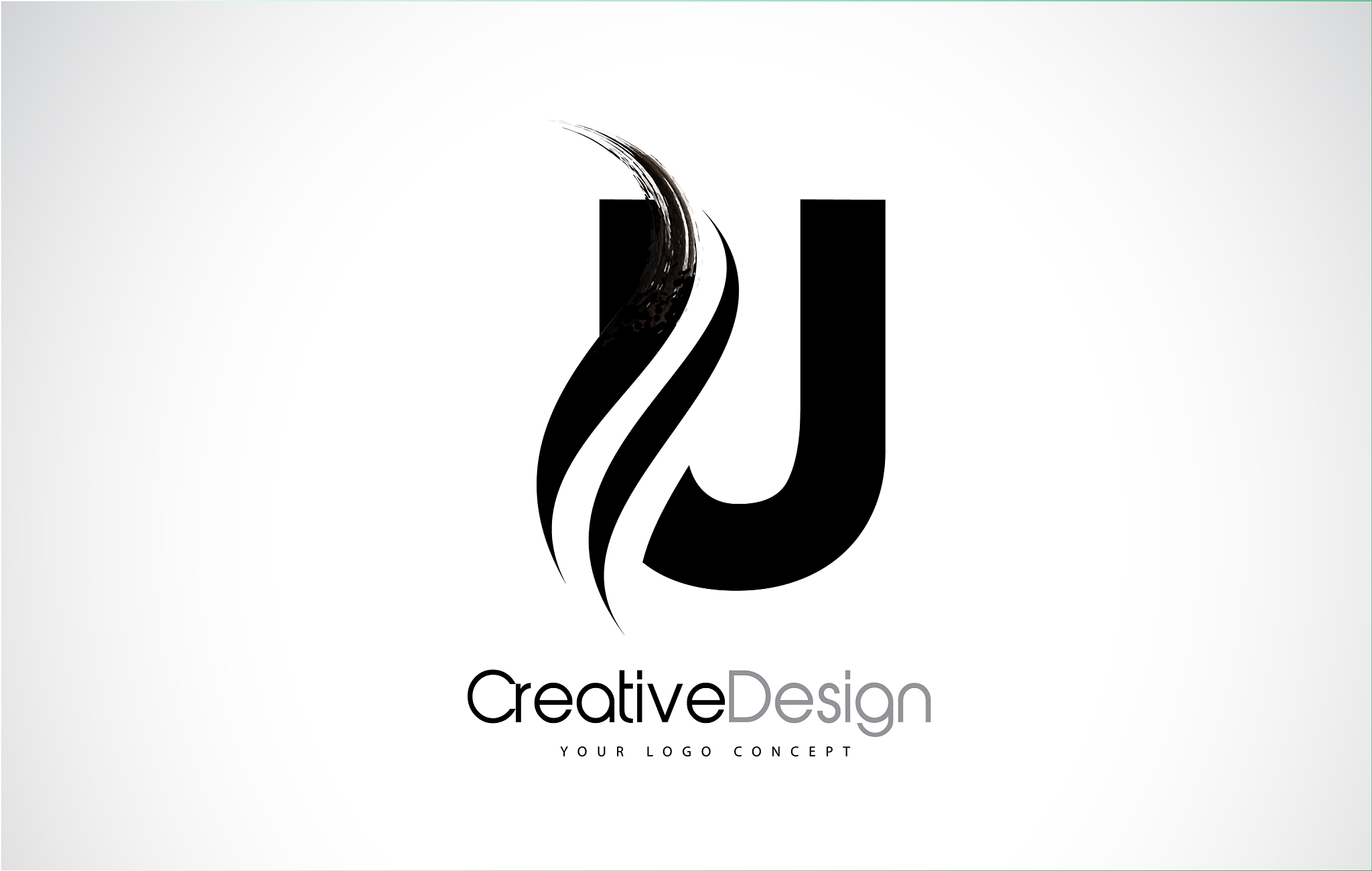u letter logo design brush paint stroke artistic