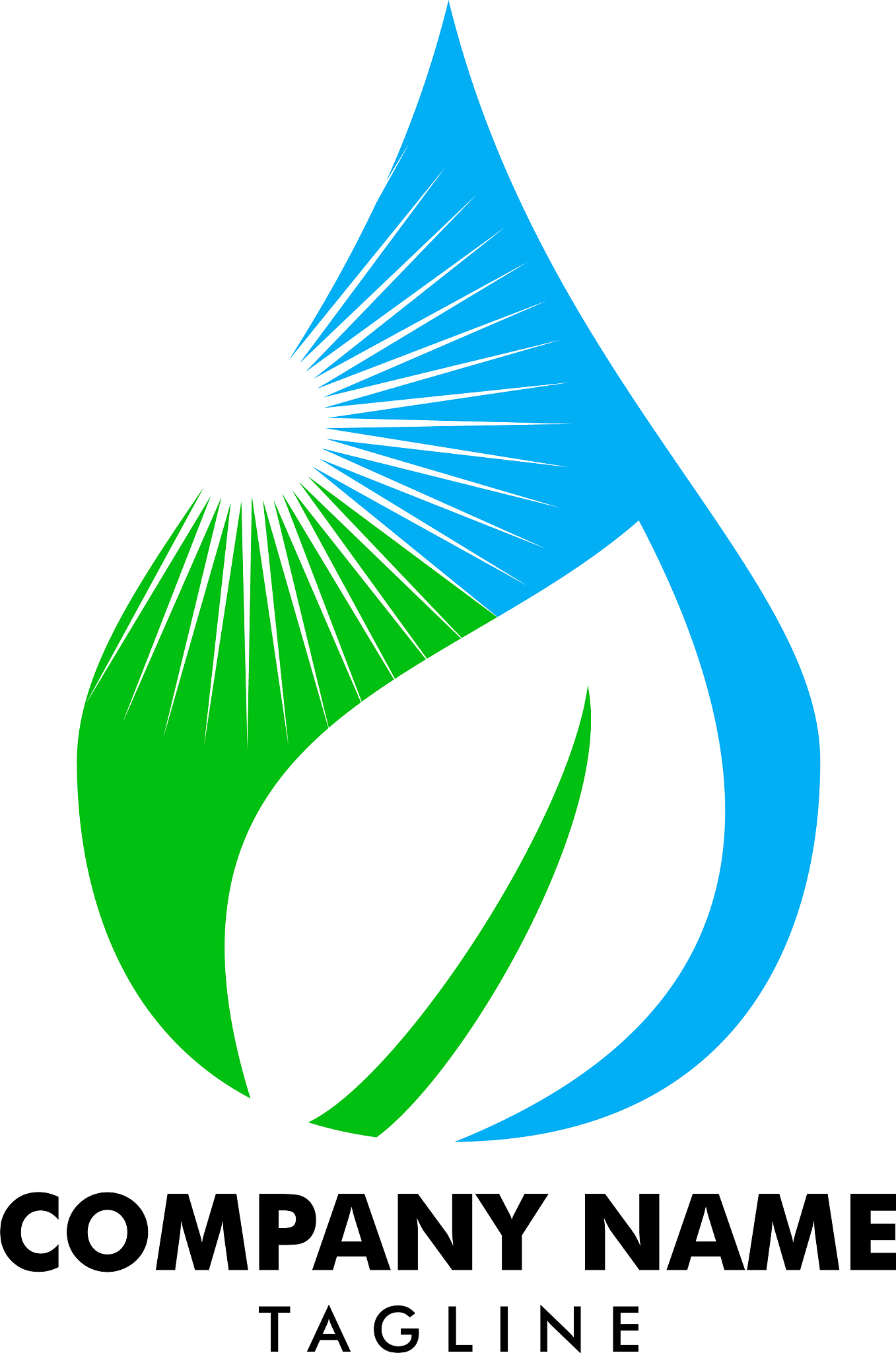 water drop leaf nature logo design template