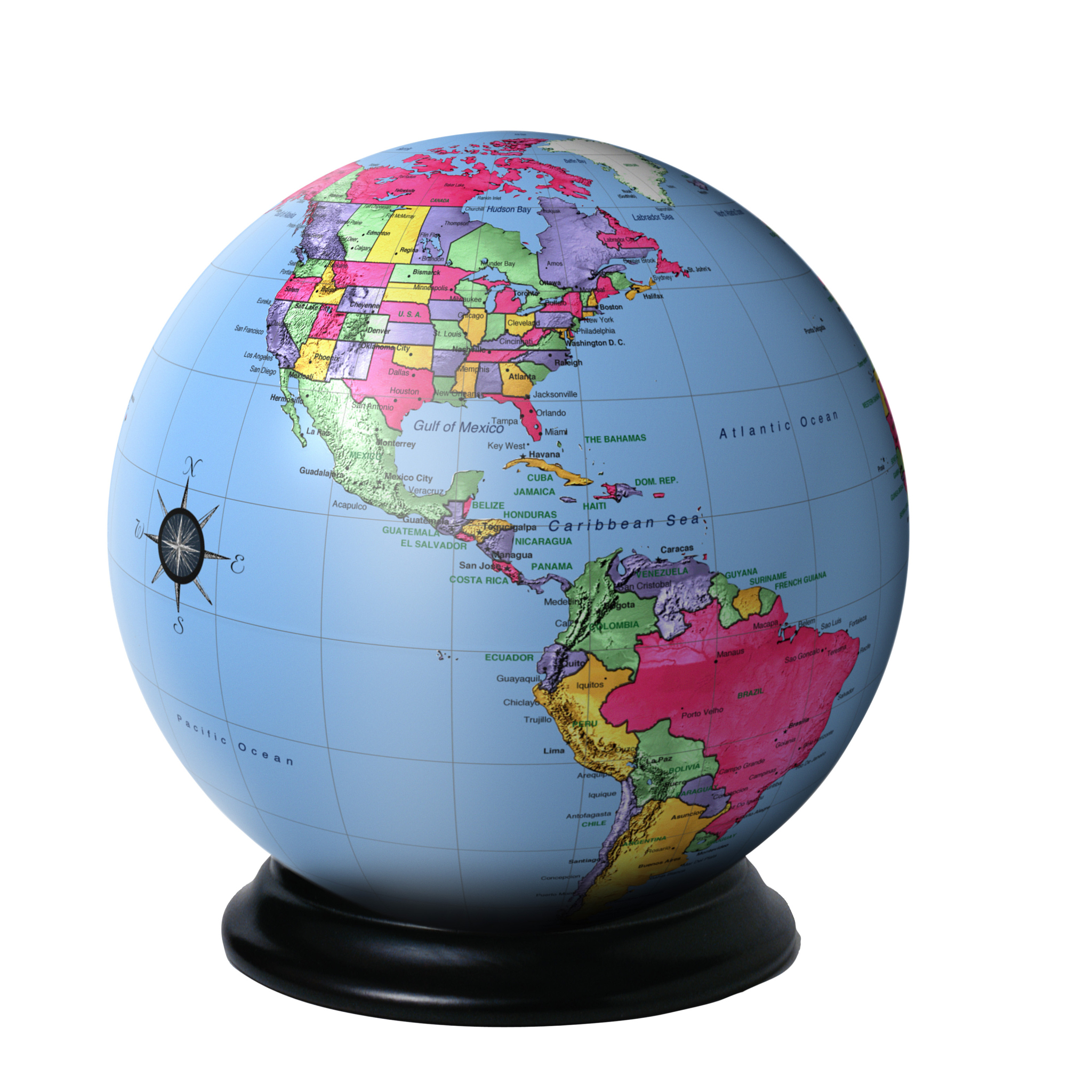 globe showing the americas
