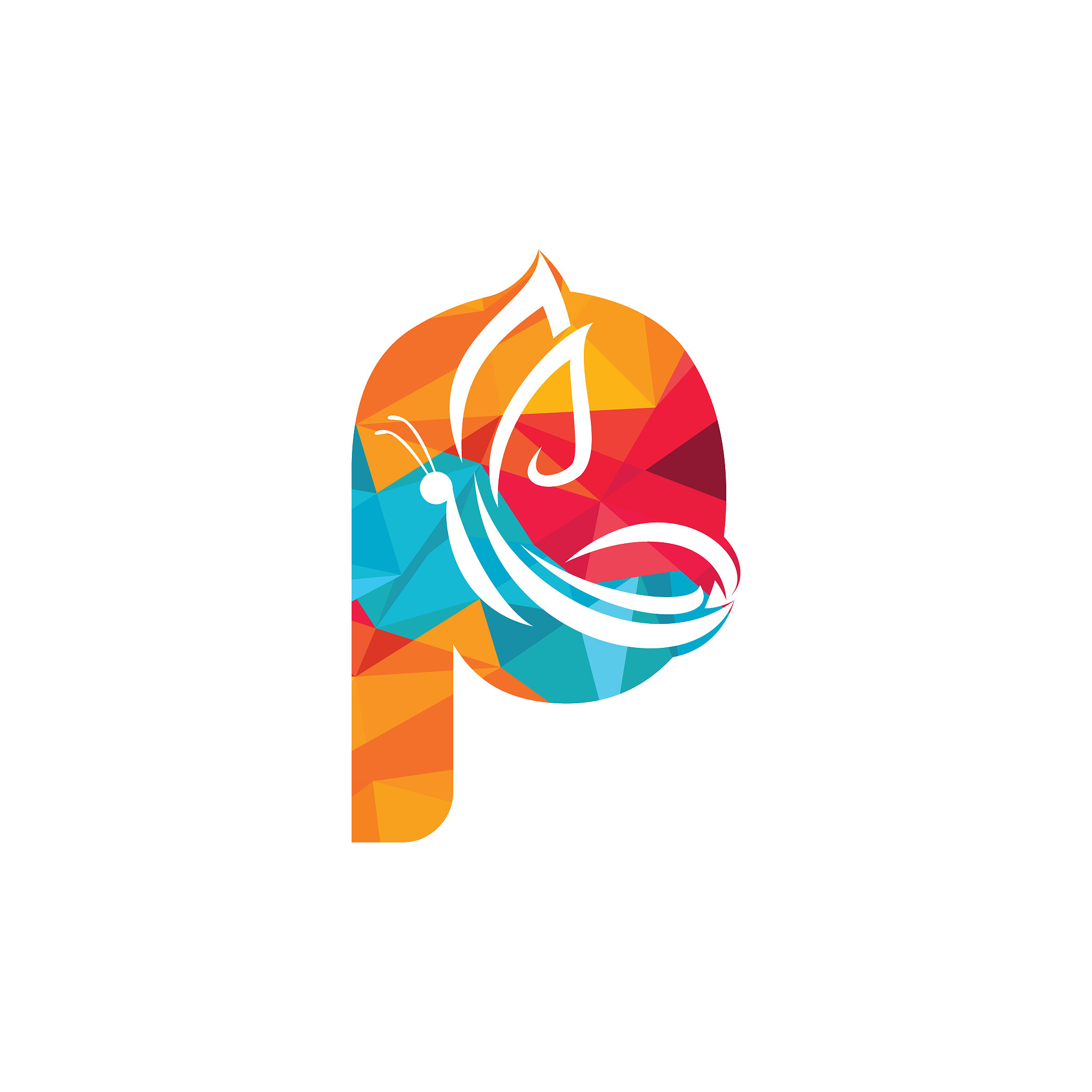 butterfly letter p vector logo design.