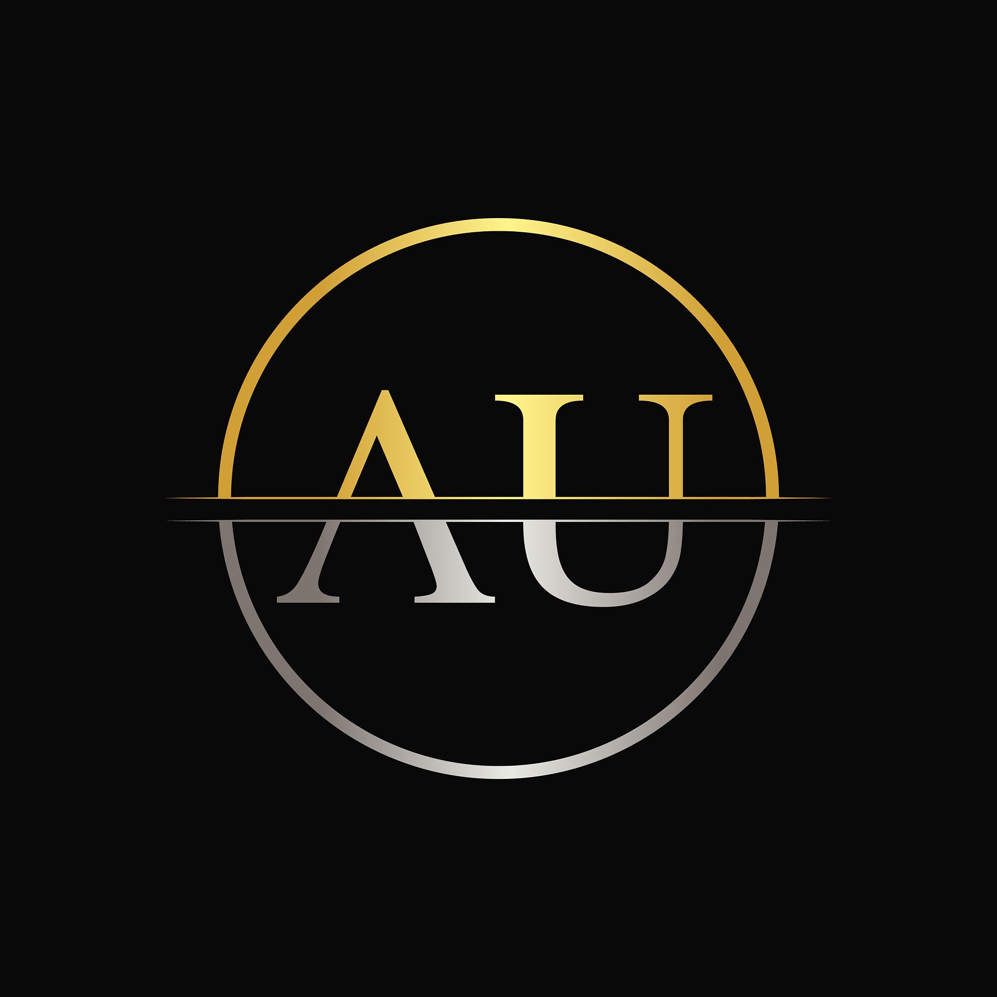 initial circle au letter with modern typography