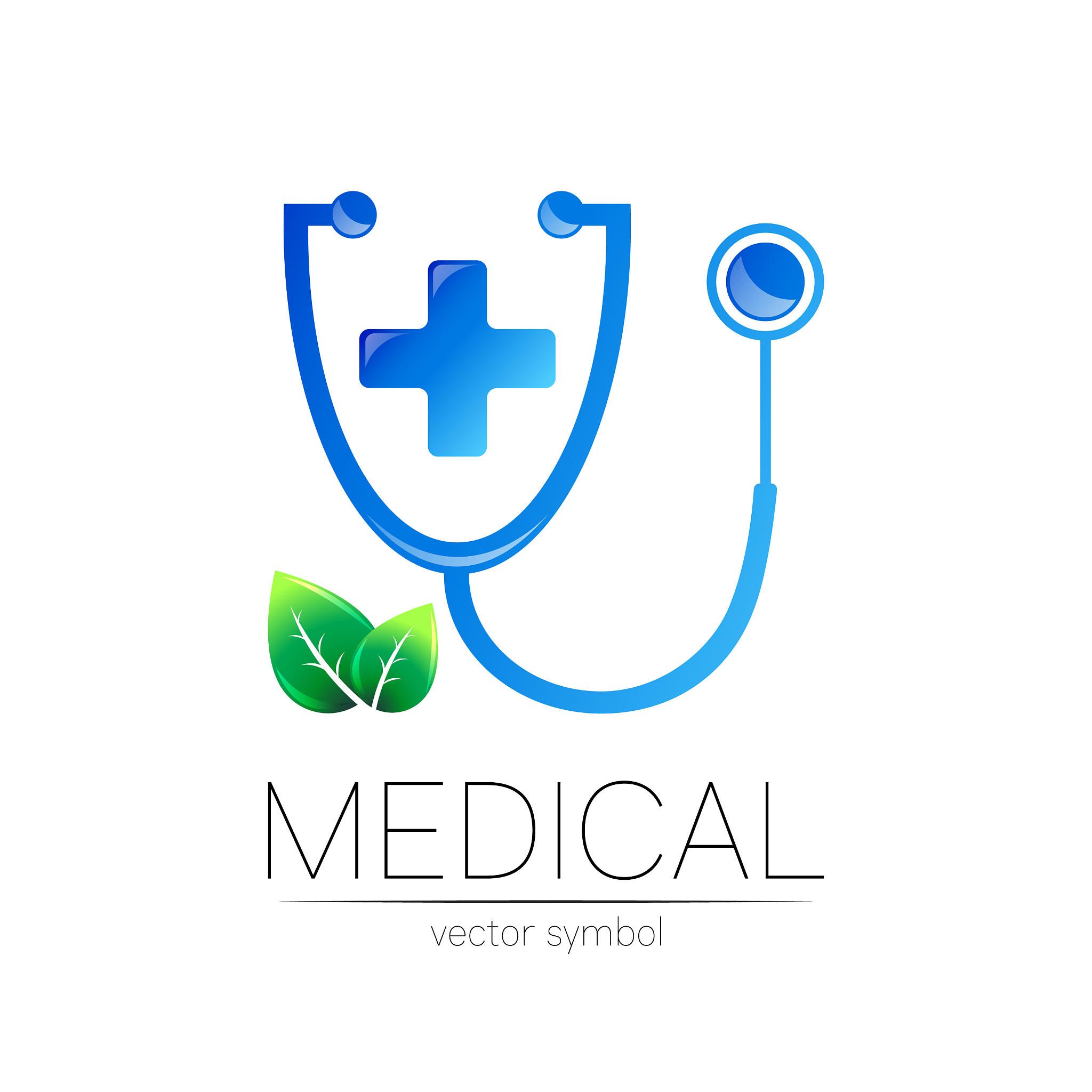 stethoscope with cross and leaves logotype