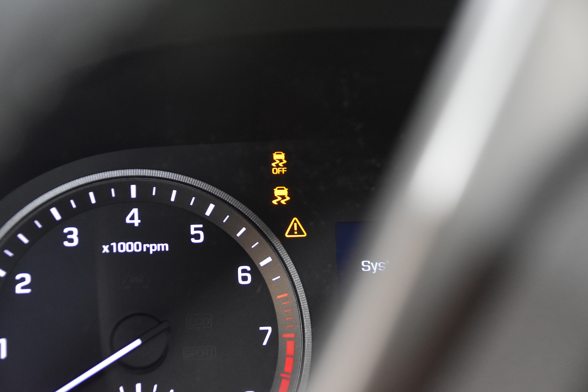 closeup of car tachometer