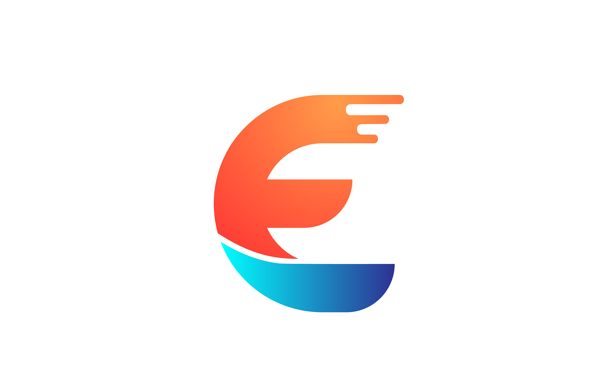 letter e in orange blue alphabet color for