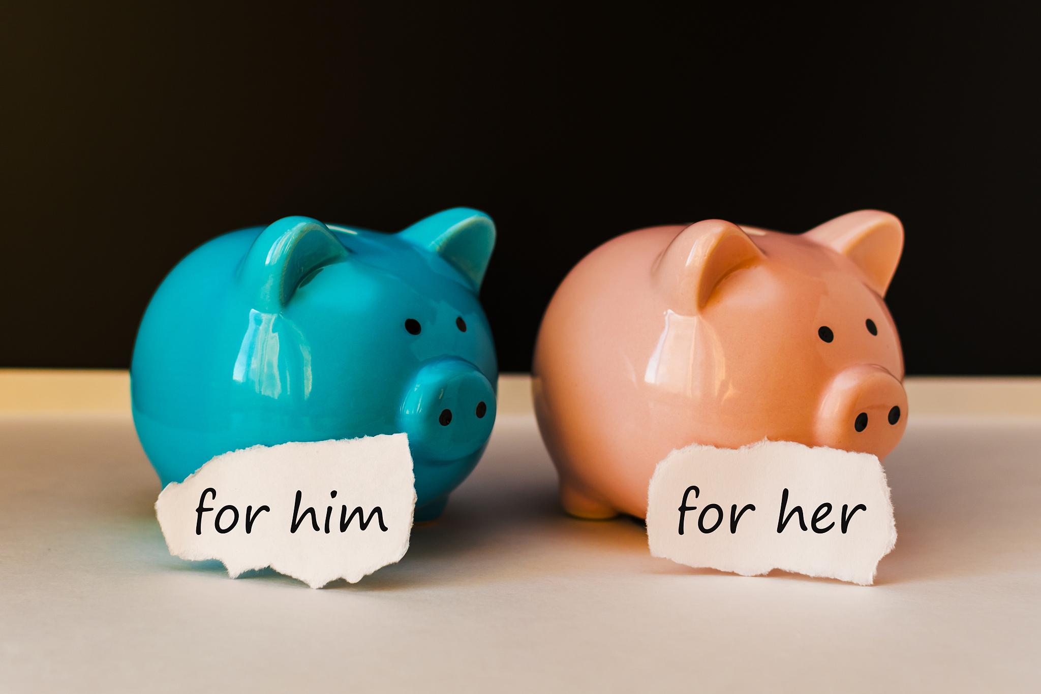 two piggy banks with inscriptions