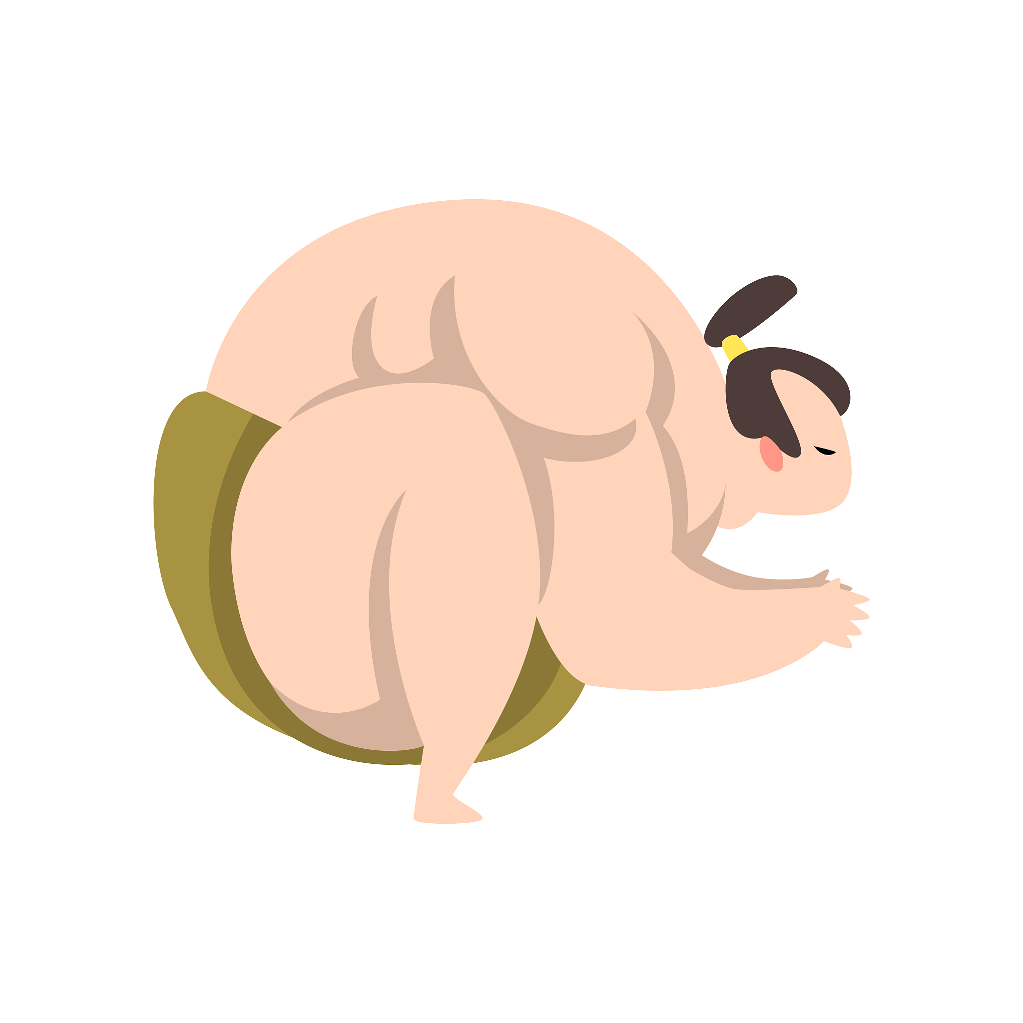 sumo wrestler character squatting, japanese martial art fighter 