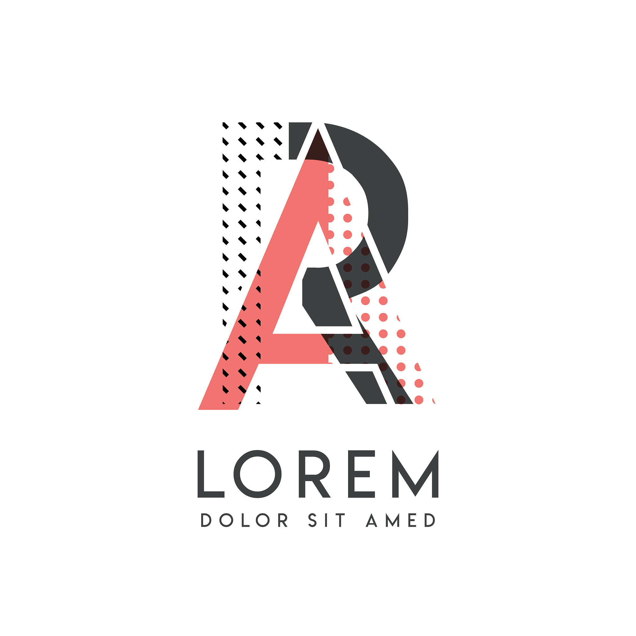 ra modern logo design with gray and pink color